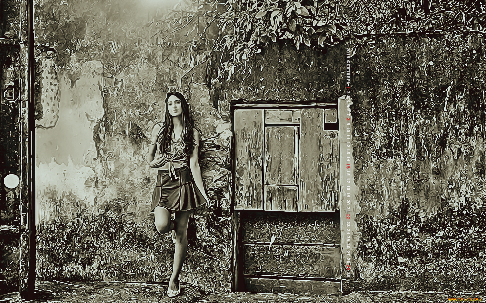 календари, компьютерный, дизайн, 2019, calendar, улица, девушка, женщина, стена