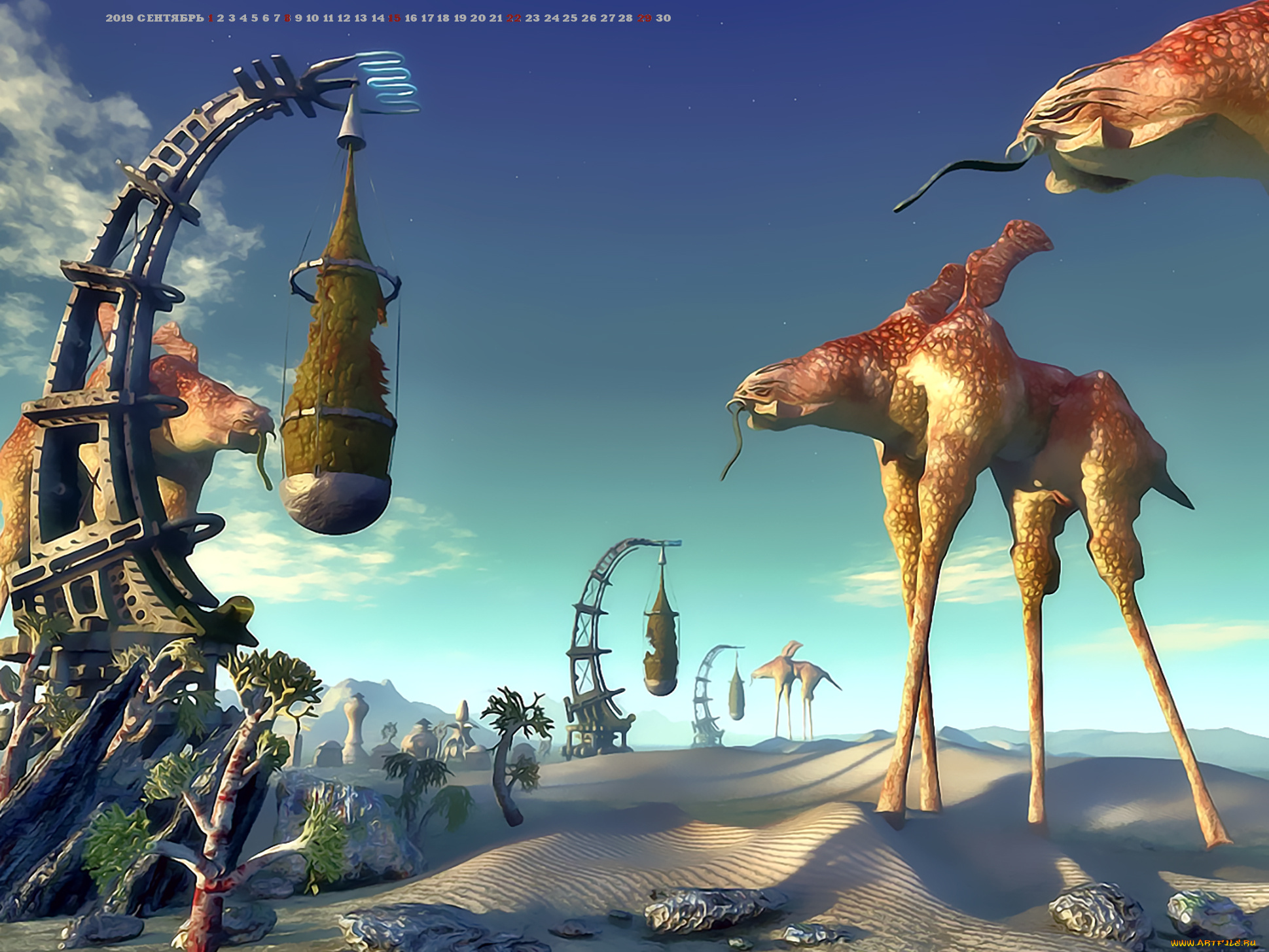 календари, фэнтези, 2019, calendar, планета, песок, существо