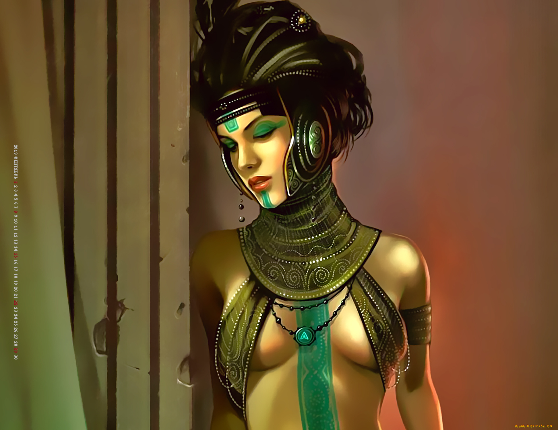 календари, фэнтези, 2019, calendar, рисунок, узор, девушка