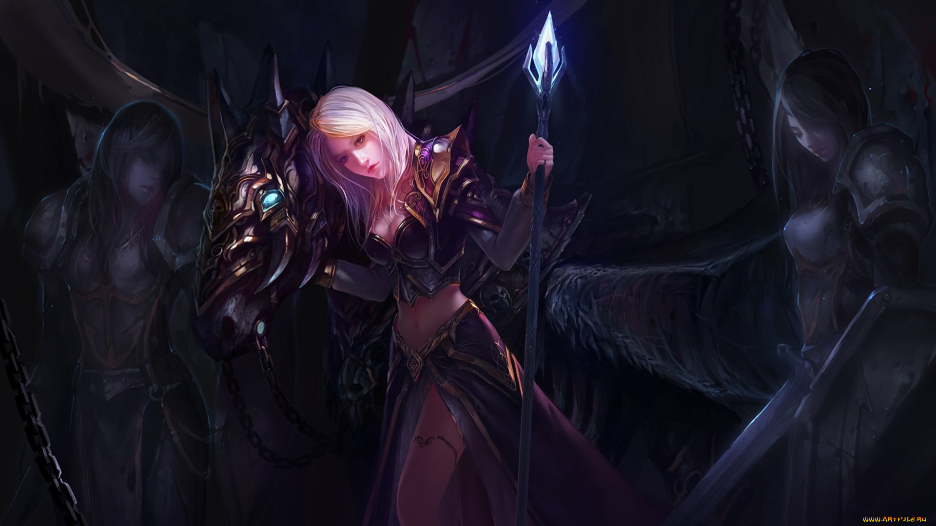 видео, игры, world, of, warcraft, девушки, копье, конь