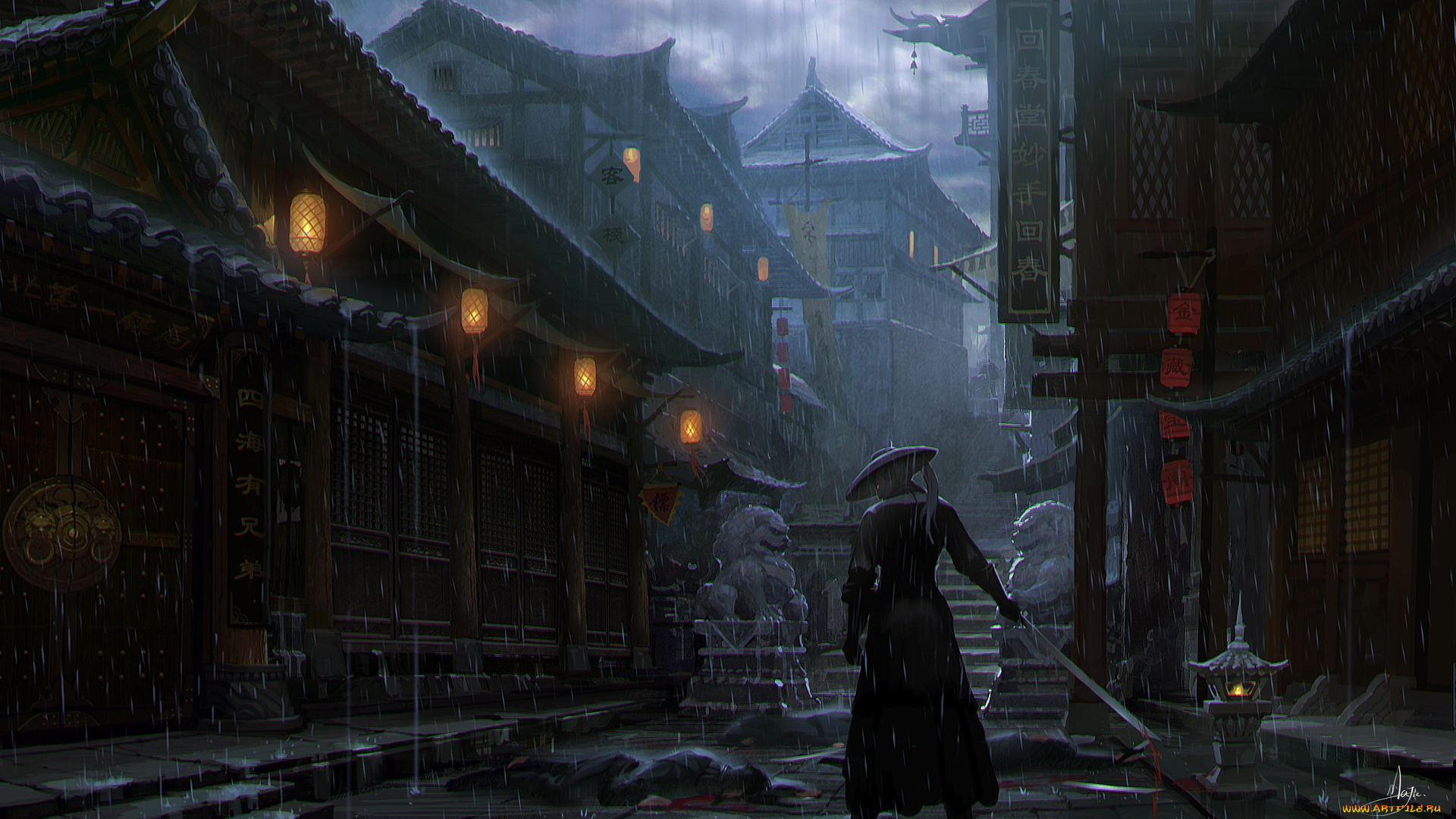 фэнтези, люди, самурай