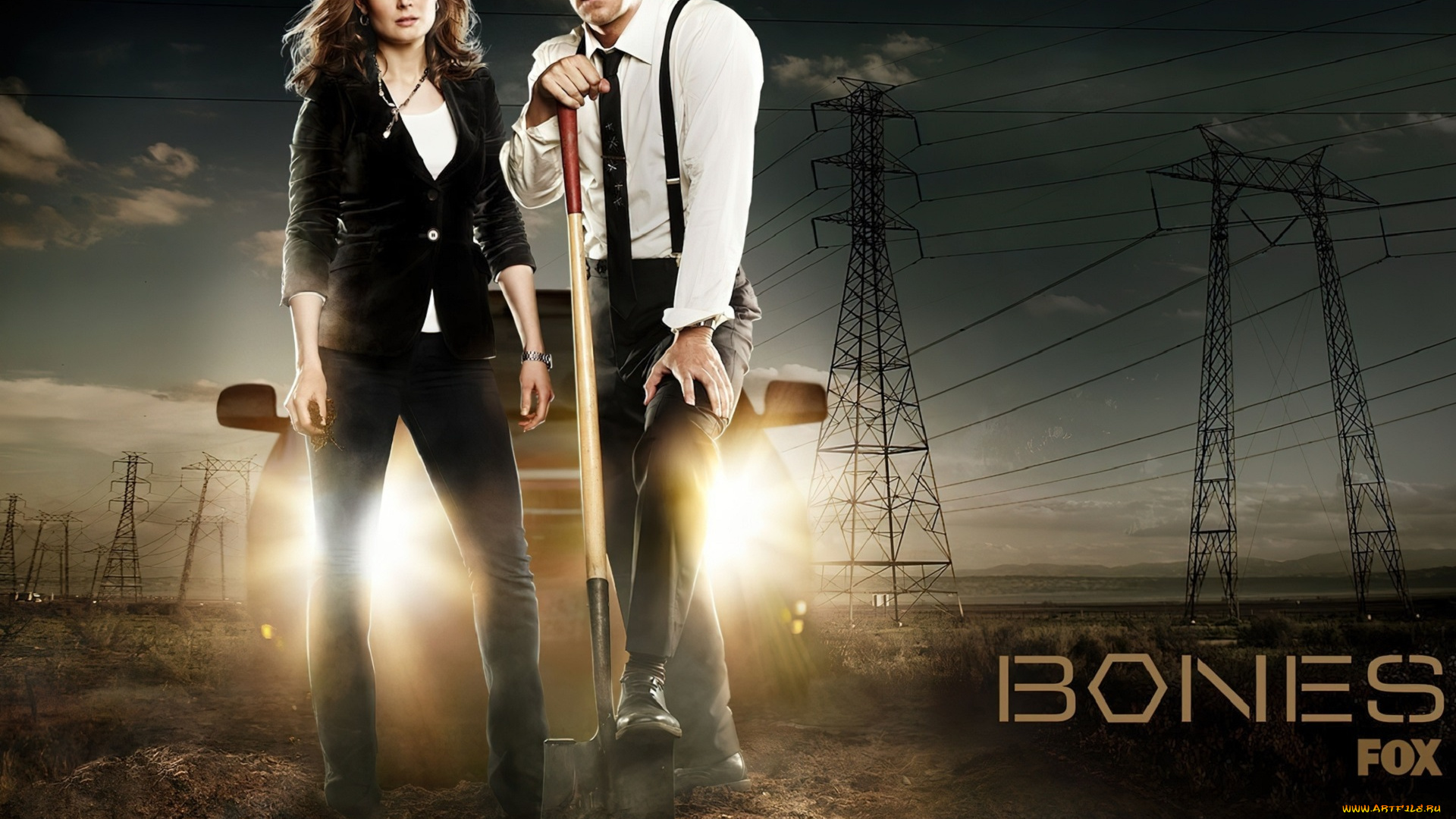кино, фильмы, bones, полицейские, лопата, свет, провода