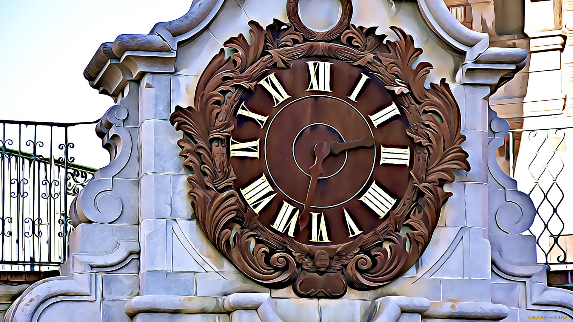 рисованное, города, городские, часы