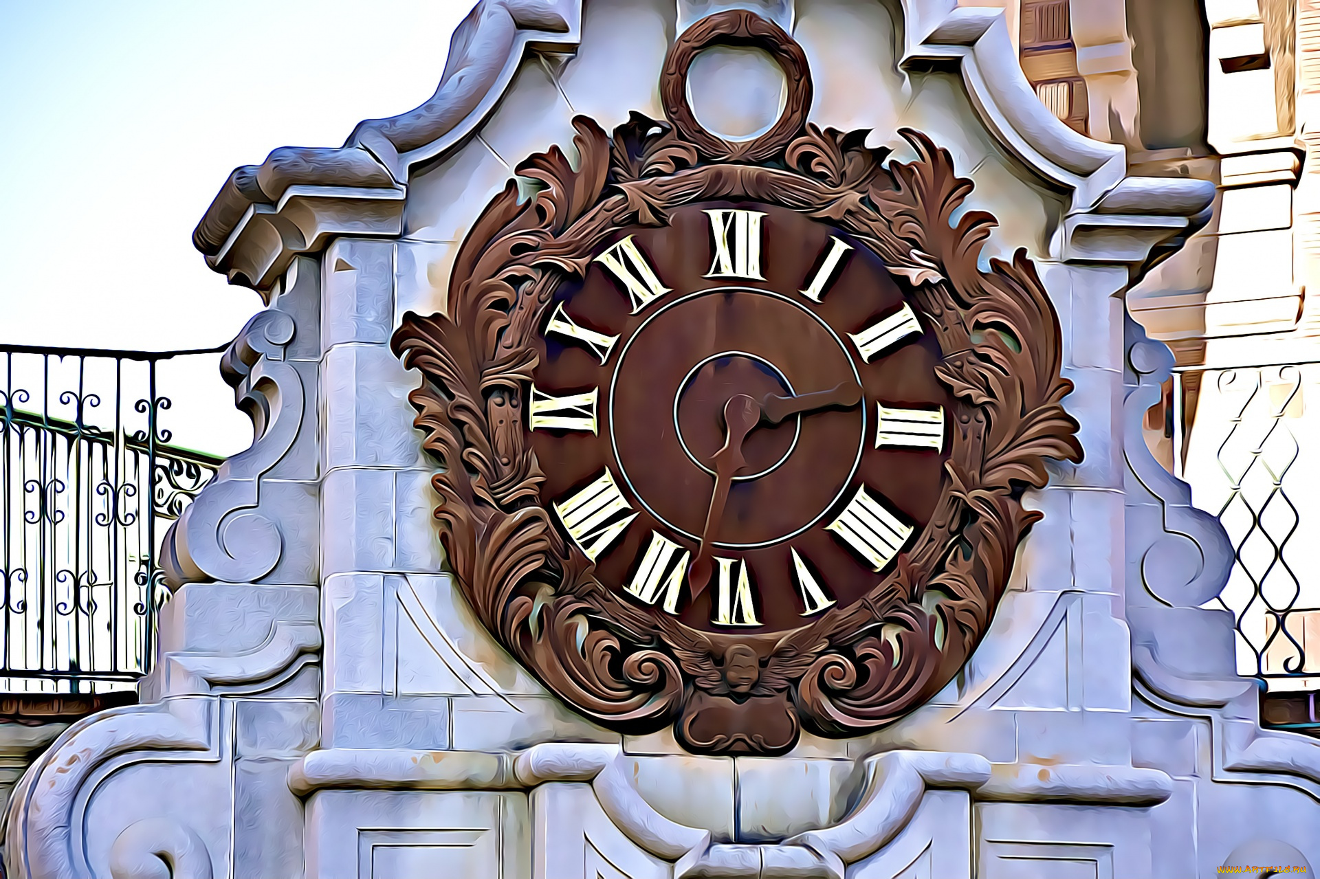 рисованное, города, городские, часы