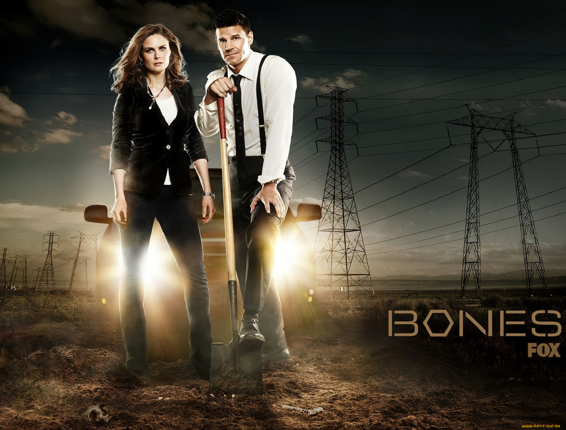 кино, фильмы, bones, полицейские, лопата, свет, провода