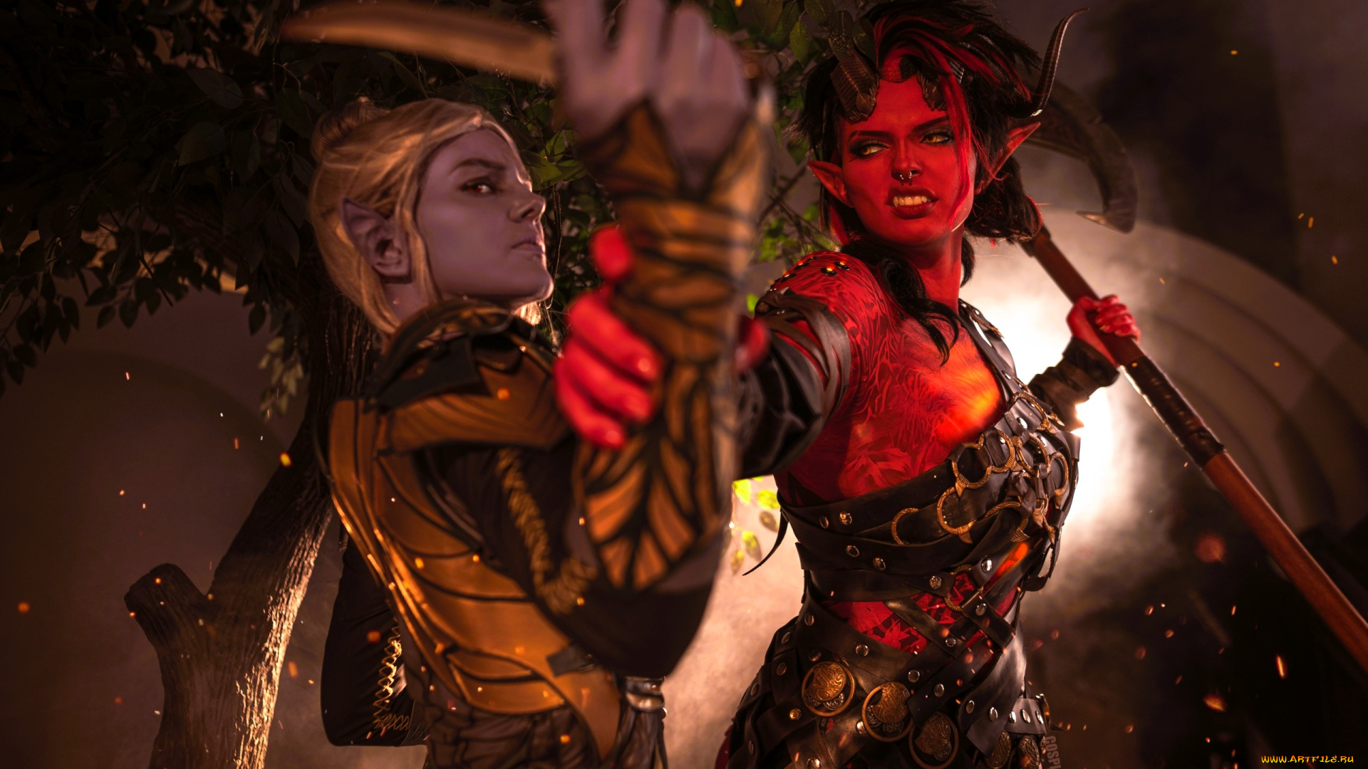 svizee, девушки, -, креатив, , косплей, образы, косплей, наряды, костюмы, демонесса, эльфийка, оружие, поединок, дерево