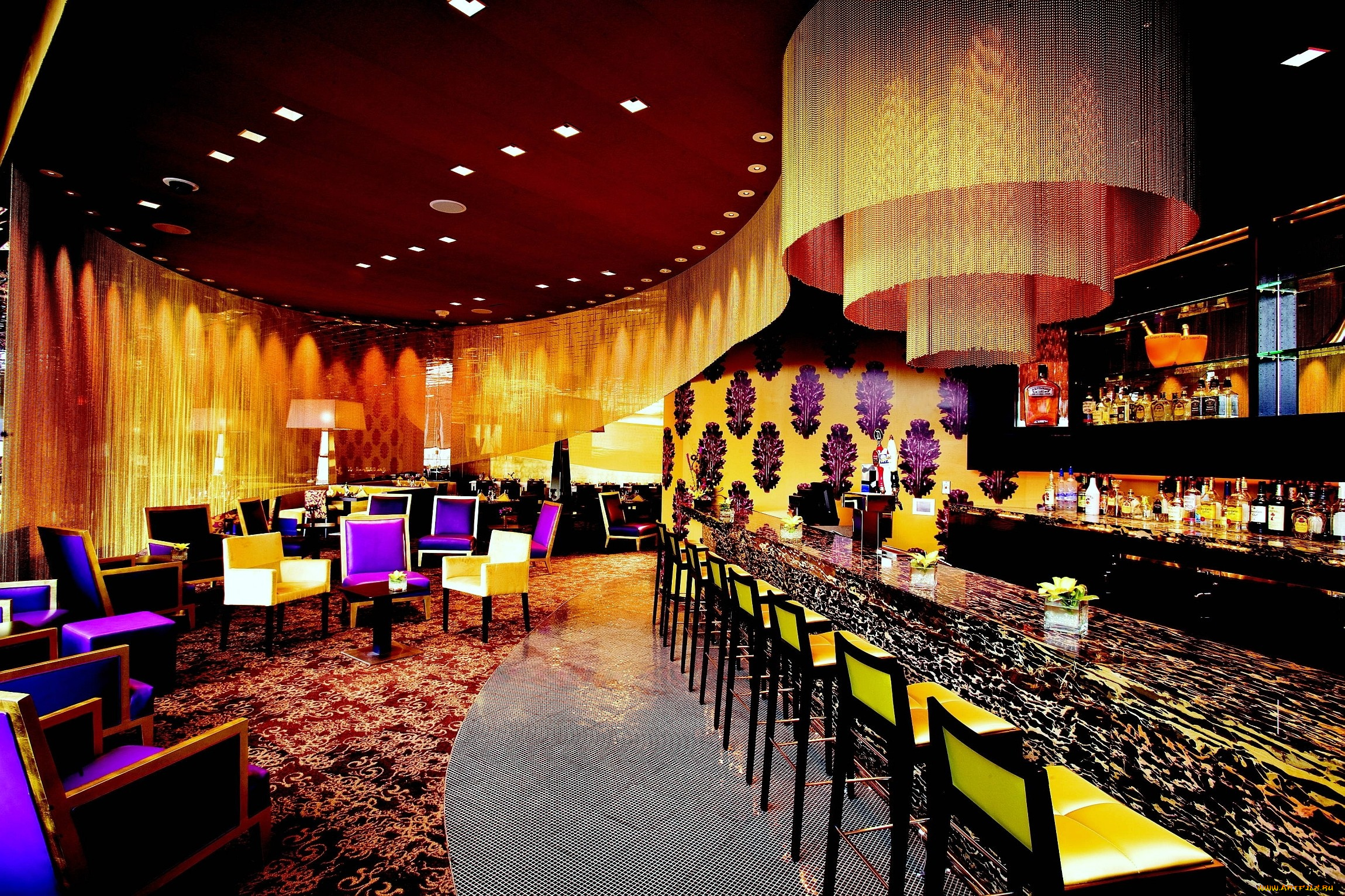 интерьер, кафе, рестораны, отели, стулья, люстра, бар, неон