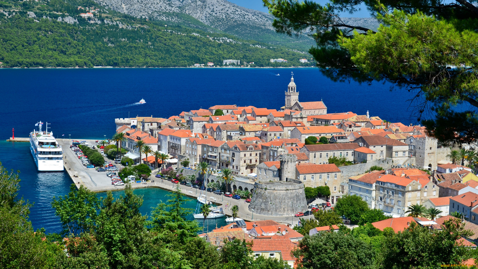 korcula, croatia, города, пейзажи, озеро, корчула, хорватия