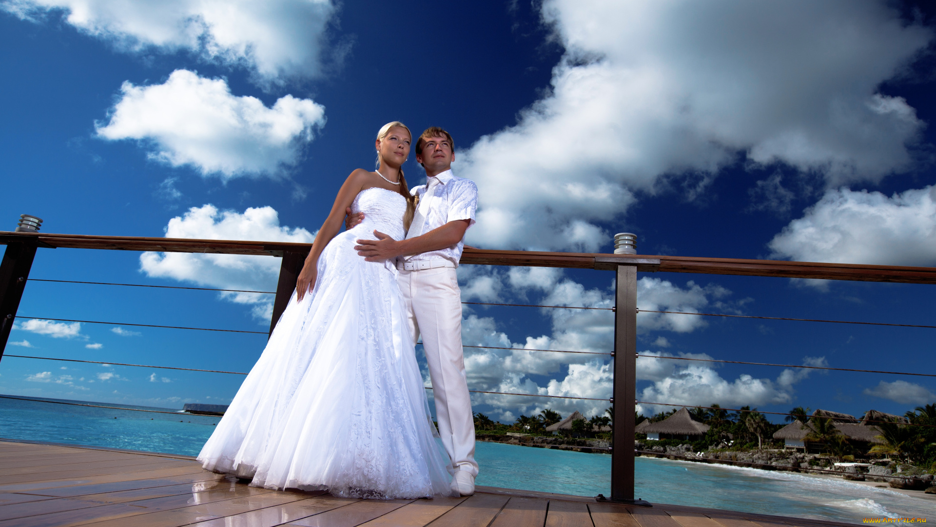 разное, мужчина, женщина, тропики, невеста, жених, платье, рай, свадьба