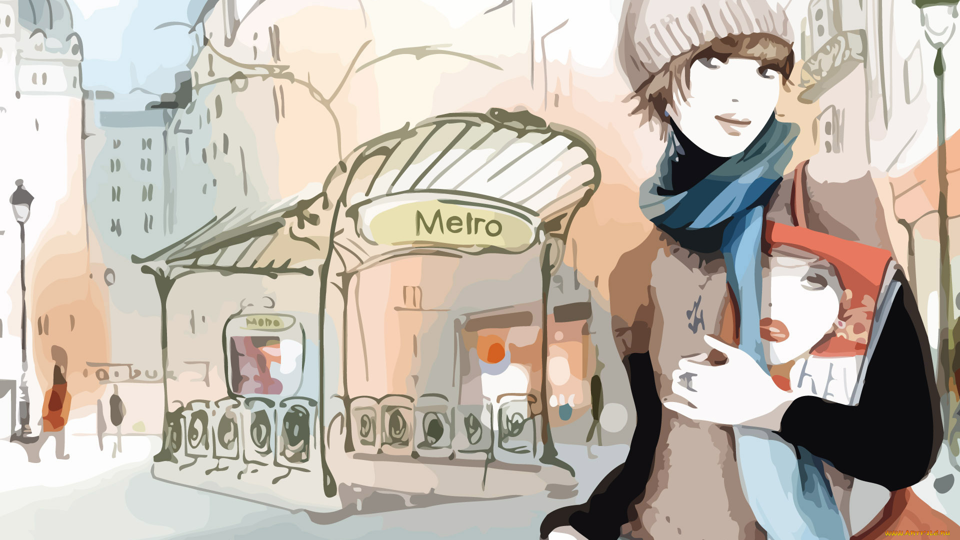 векторная, графика, девушка