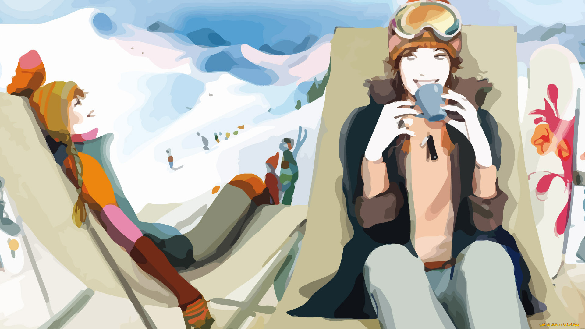 векторная, графика, девушки