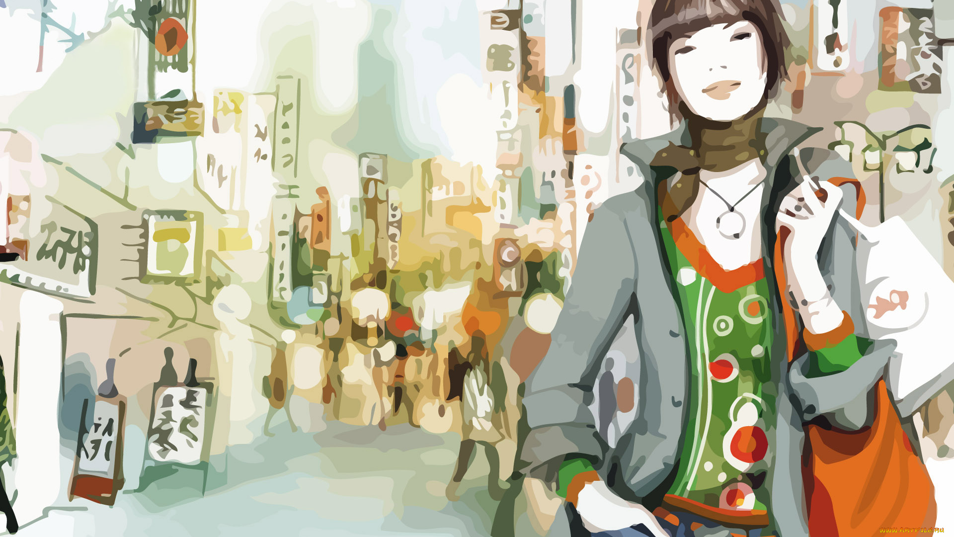 векторная, графика, девушки