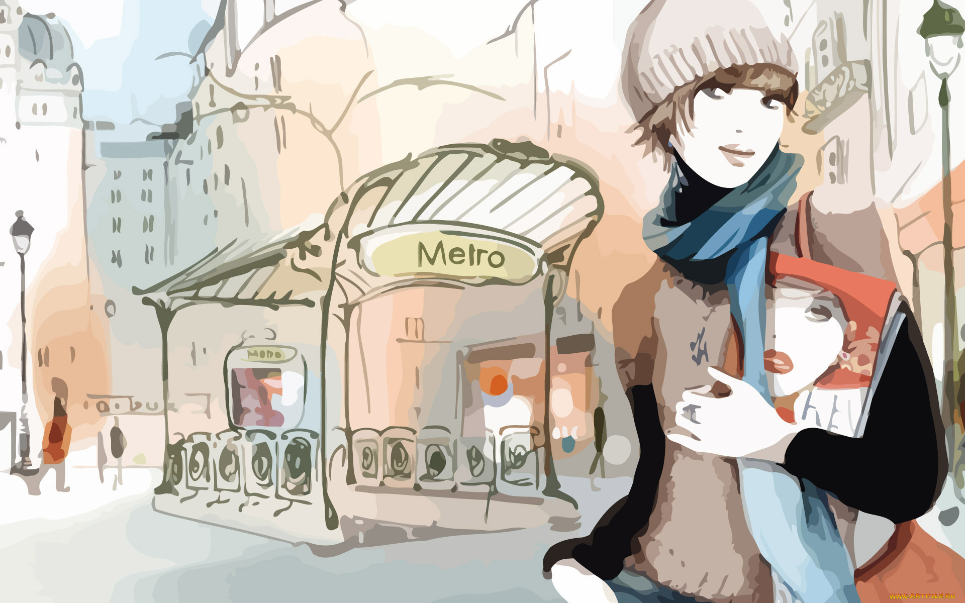 векторная, графика, девушка