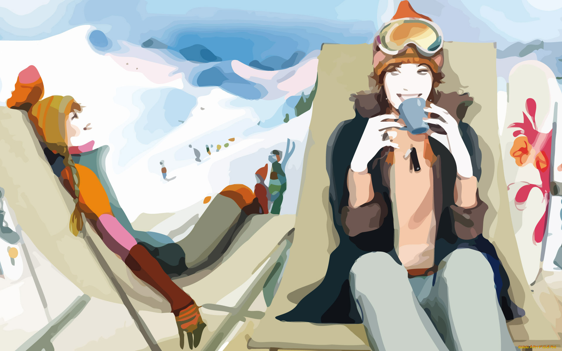 векторная, графика, девушки