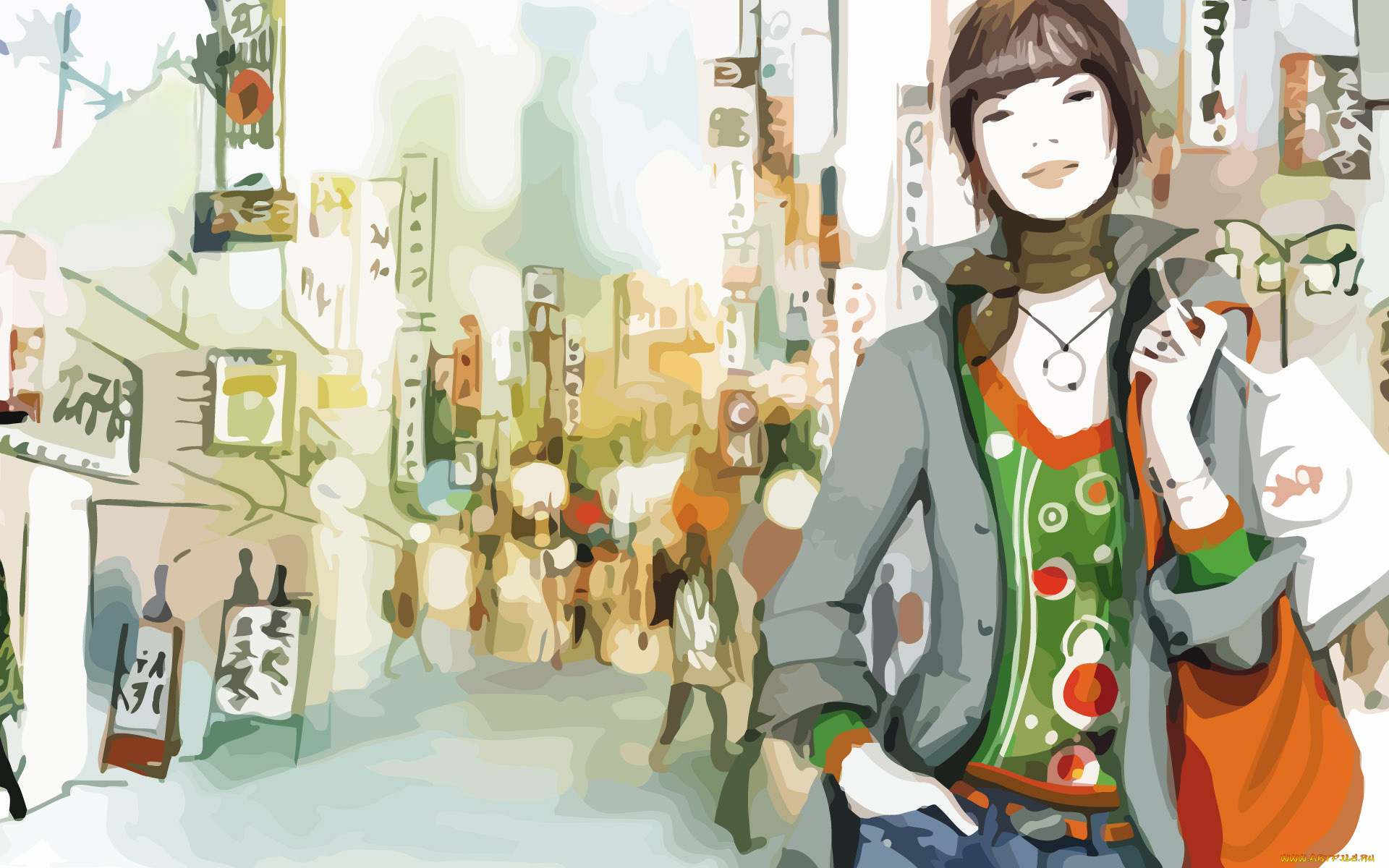 векторная, графика, девушки