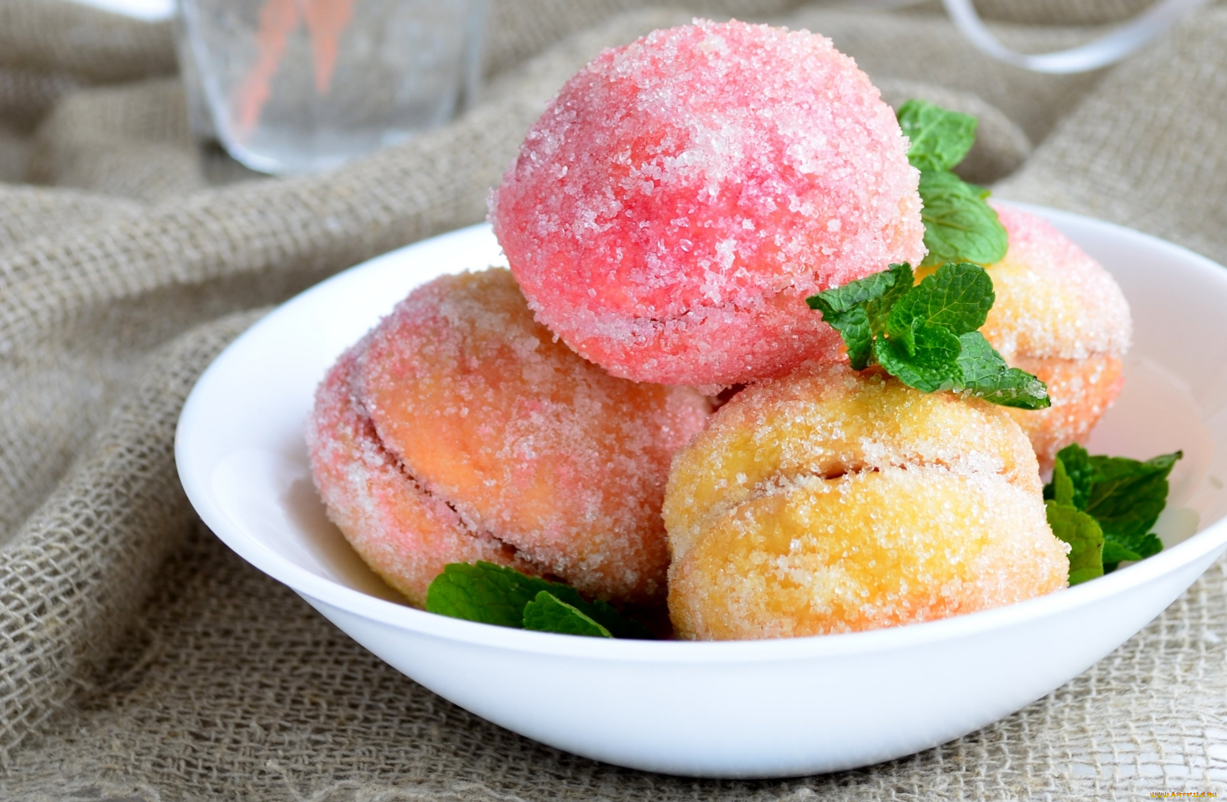 еда, пирожные, , кексы, , печенье, выпечка, сладость, мята, сахар, персики