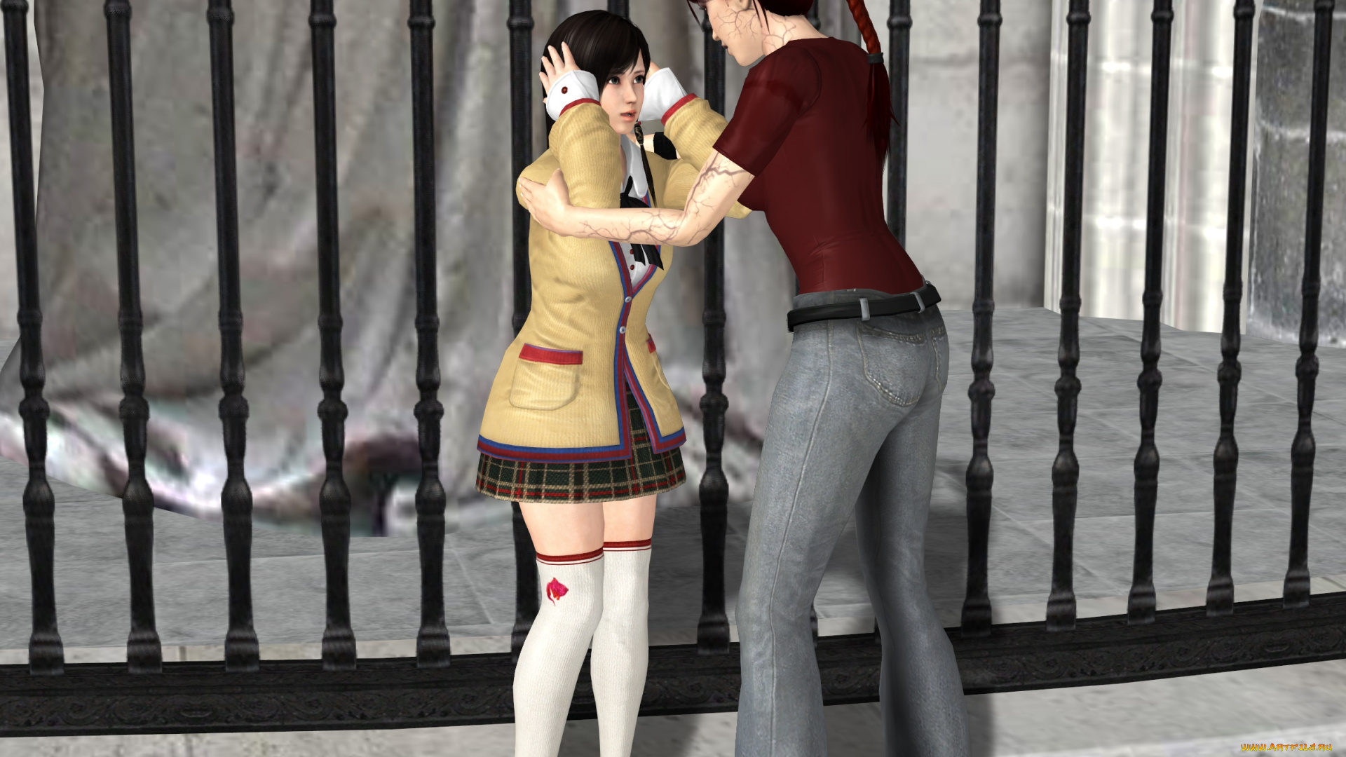 3д, графика, фантазия, , fantasy, девушки, взгляд, фон