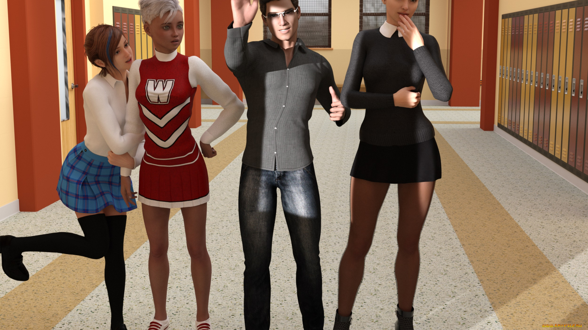 3д, графика, люди, , people, девушки, взгляд, фон