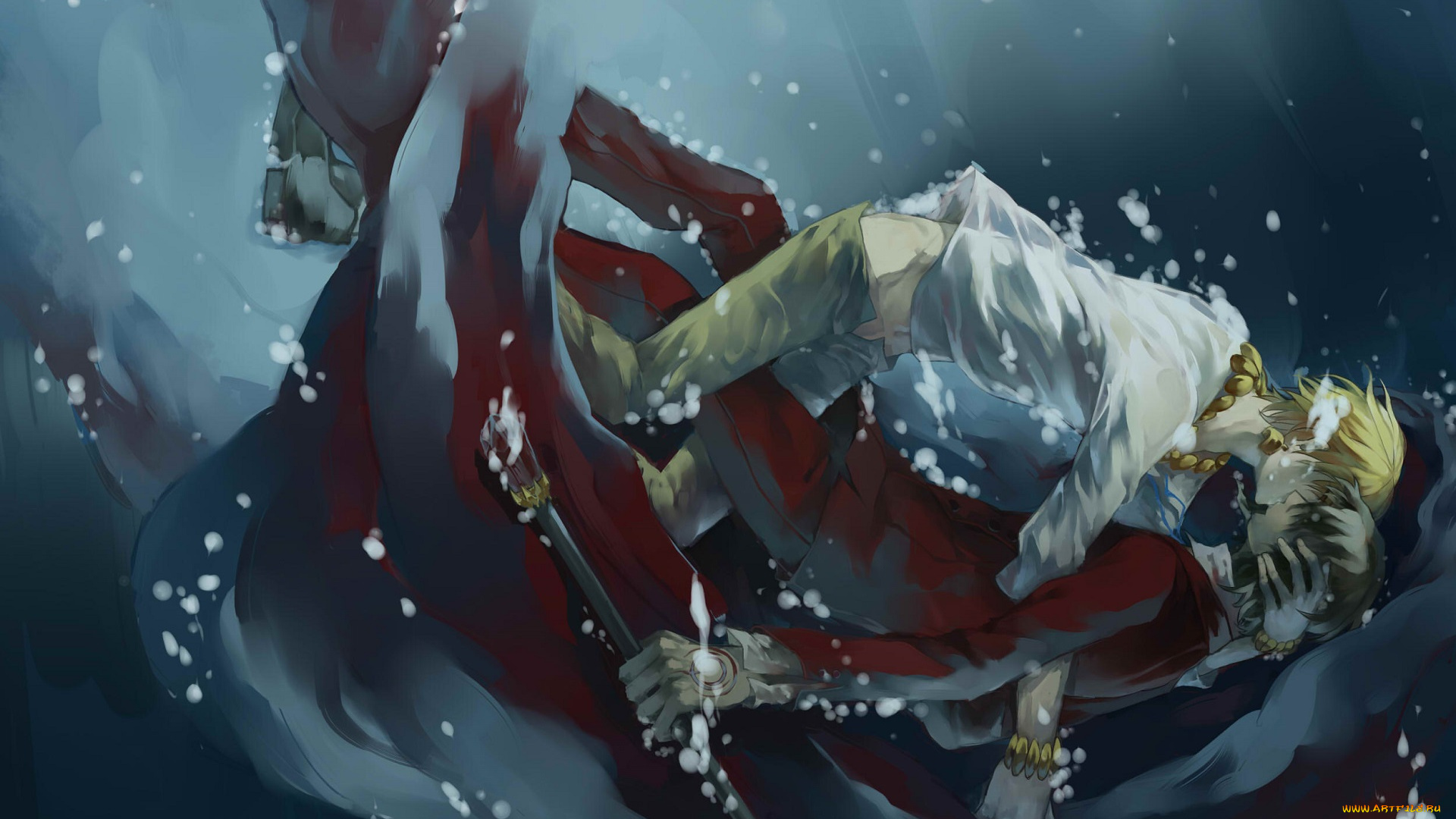 аниме, fate, zero, гильгамеш, парни, поцелуй