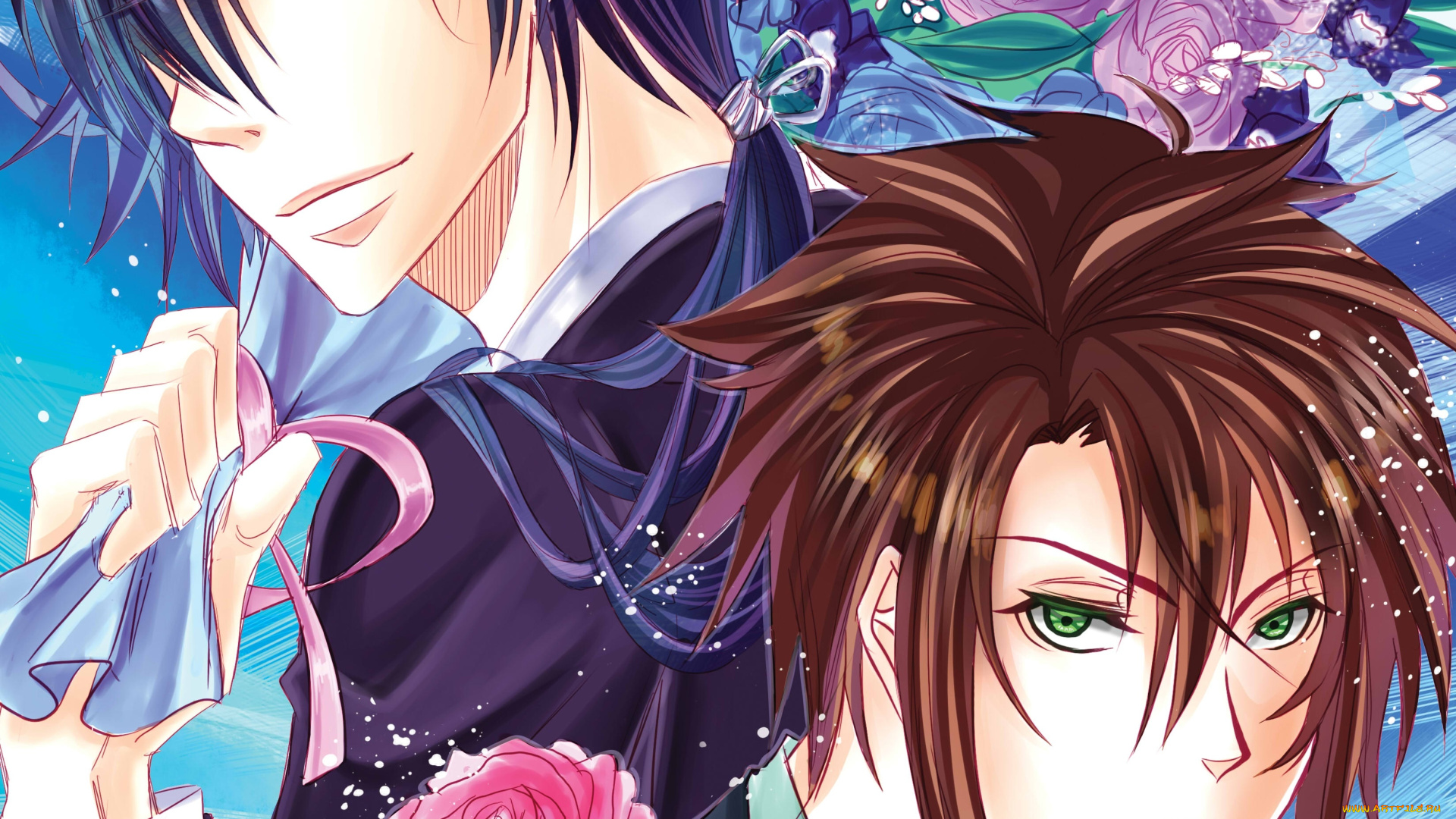 аниме, hakuouki, парни, школа