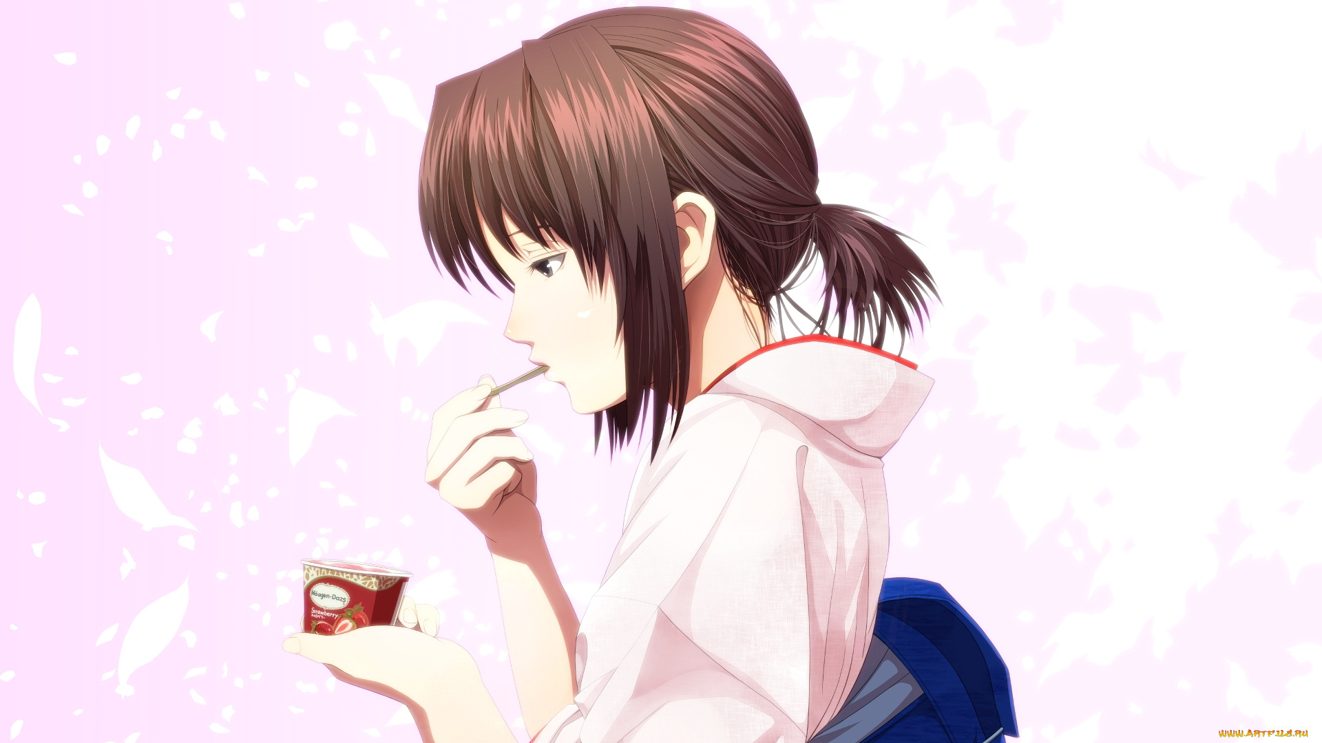 аниме, kara, no, kyokai, девушка, взгляд, фон