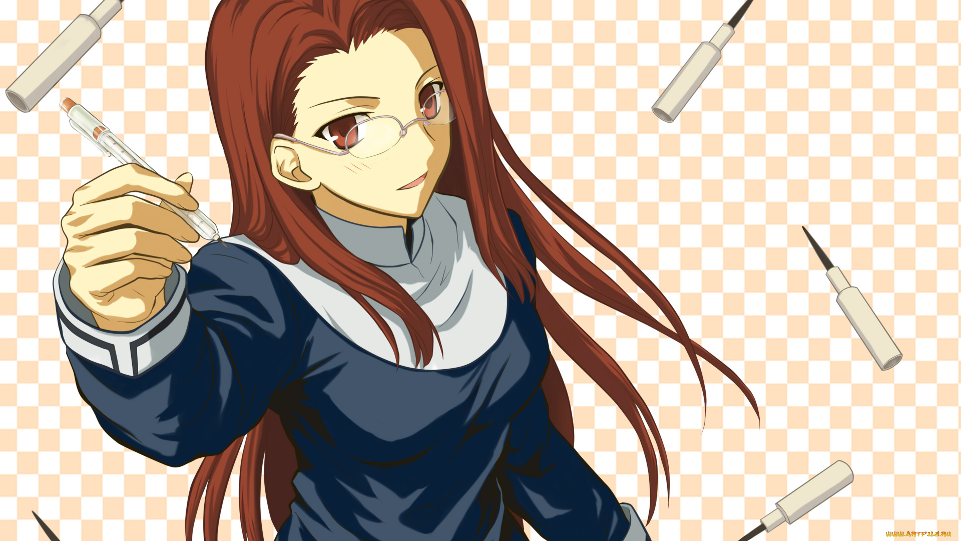 аниме, kara, no, kyokai, девушка, взгляд, фон