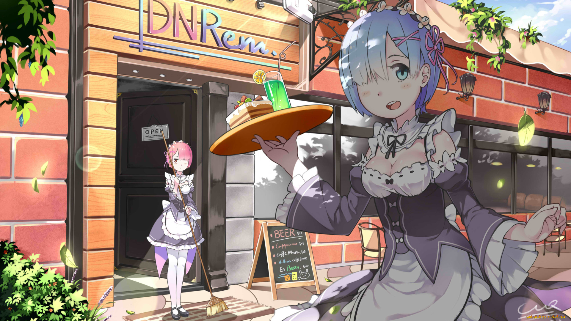 аниме, re, , zero, kara, hajimeru, isekai, seikatsu, rem, ram