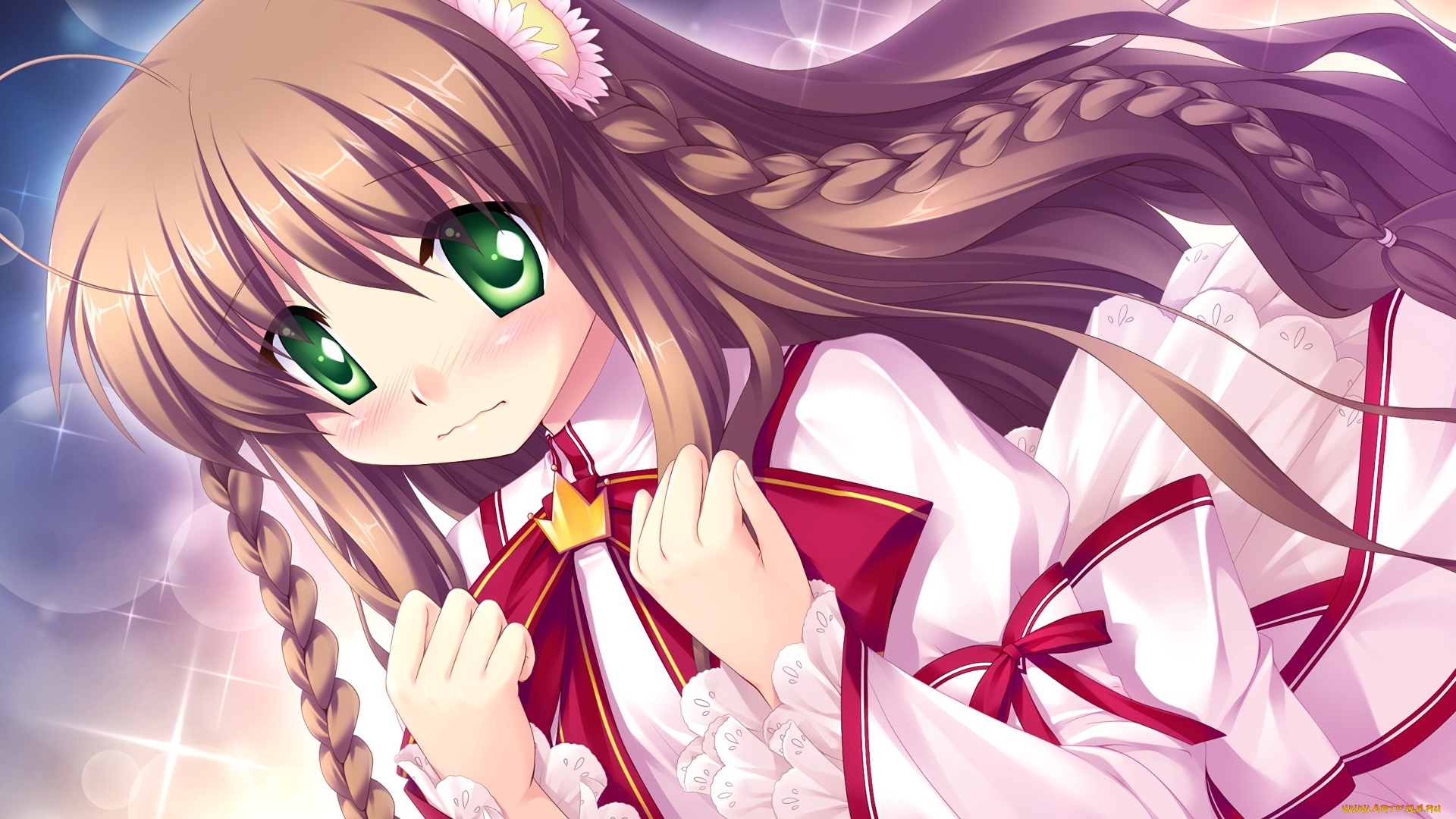 аниме, rewrite, девушка, фон, взгляд