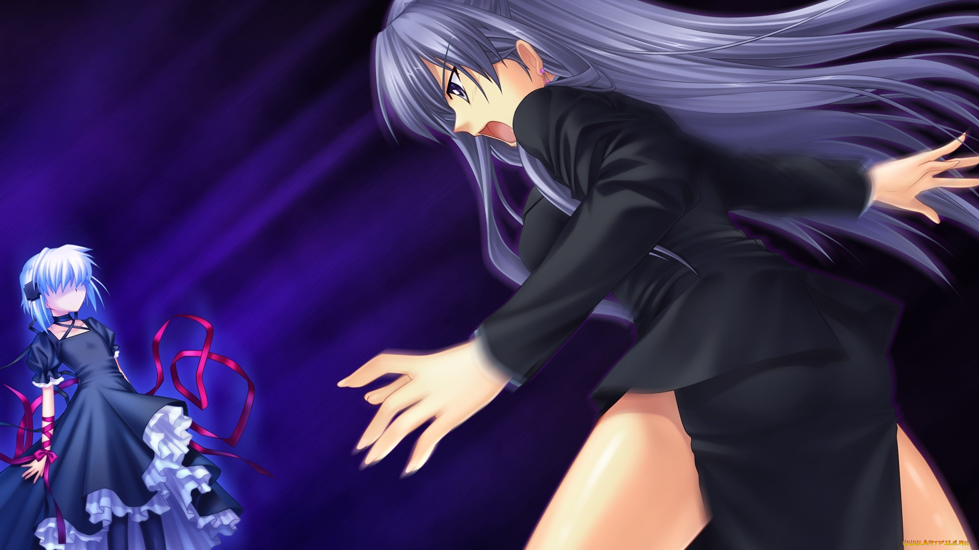 аниме, rewrite, девушка, взгляд, фон