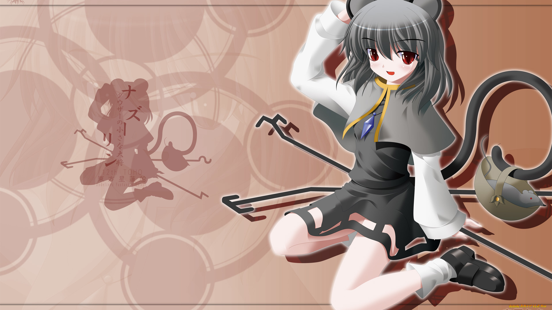 аниме, touhou, взгляд, девушка, фон