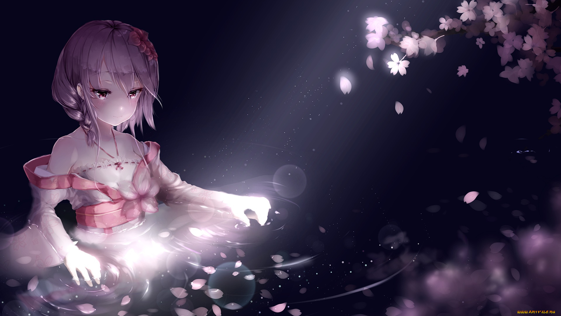 аниме, unknown, , другое, взгляд, девушка, фон