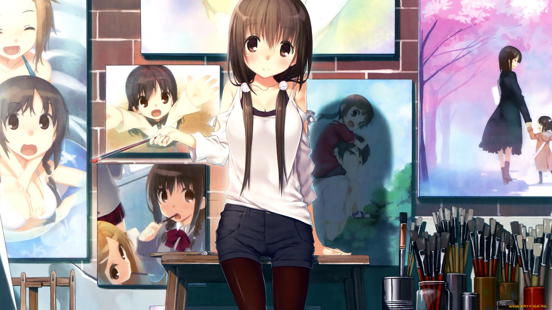 аниме, unknown, , другое, взгляд, девушка, фон