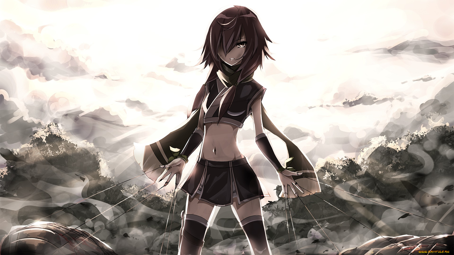 аниме, unknown, , другое, взгляд, девушка, фон