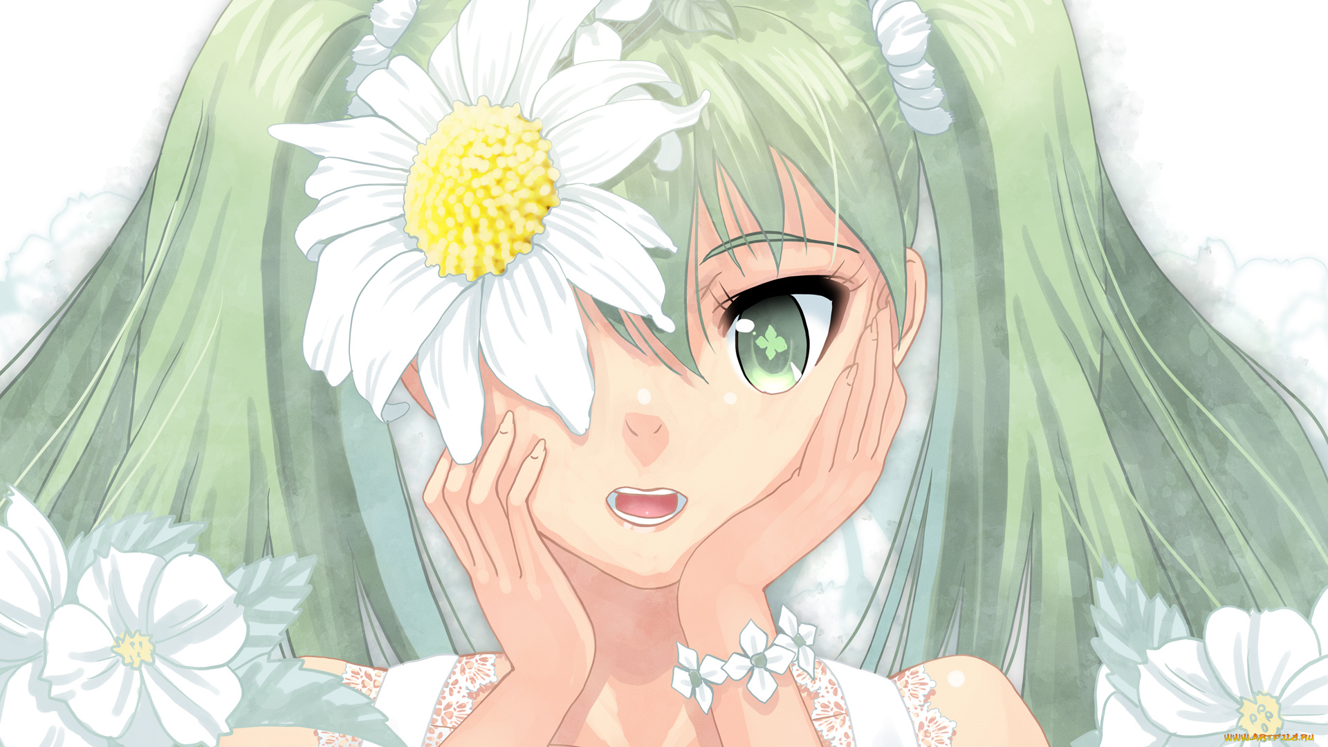 аниме, vocaloid, фон, взгляд, девушка