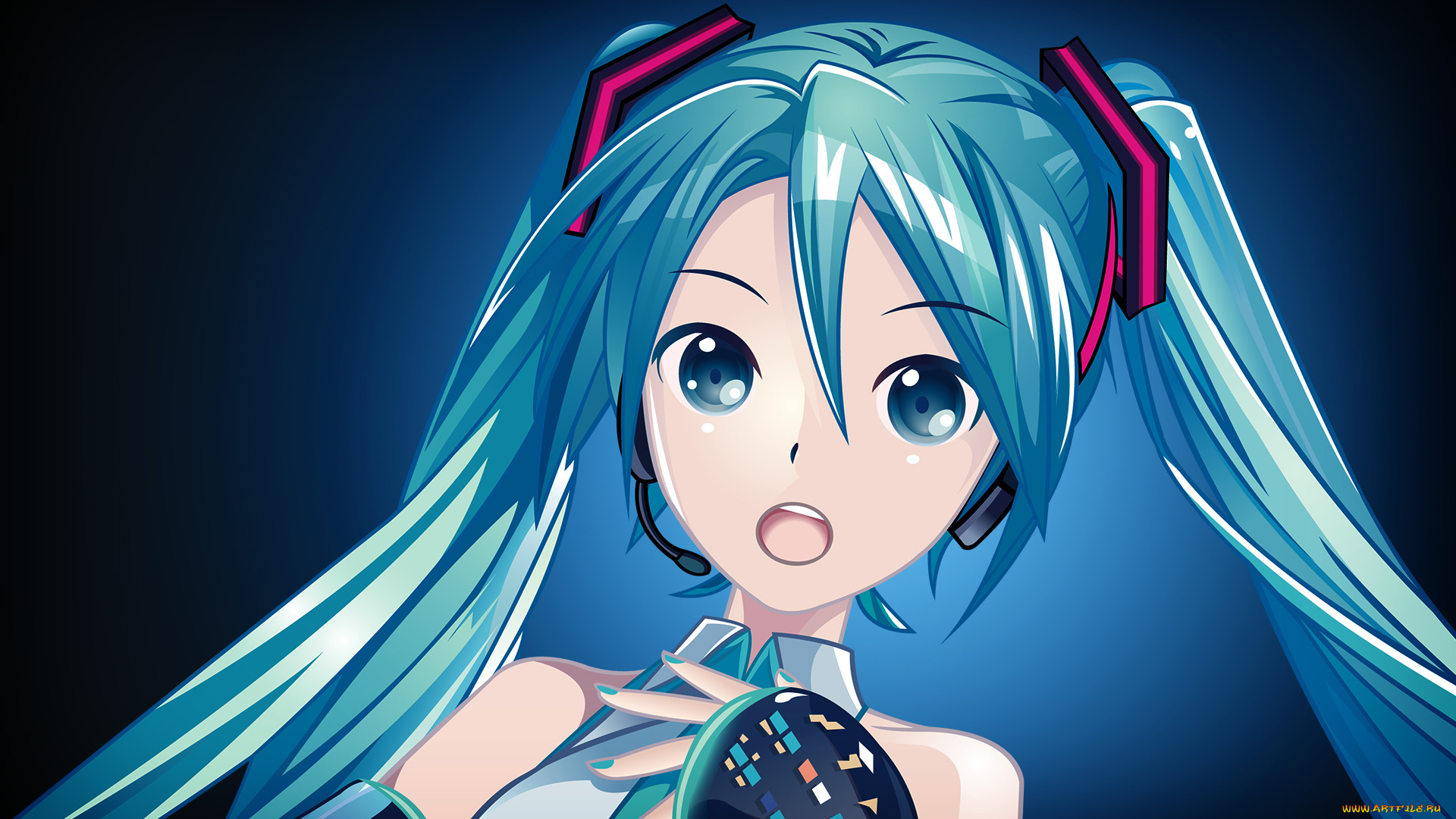 аниме, vocaloid, фон, взгляд, девушка