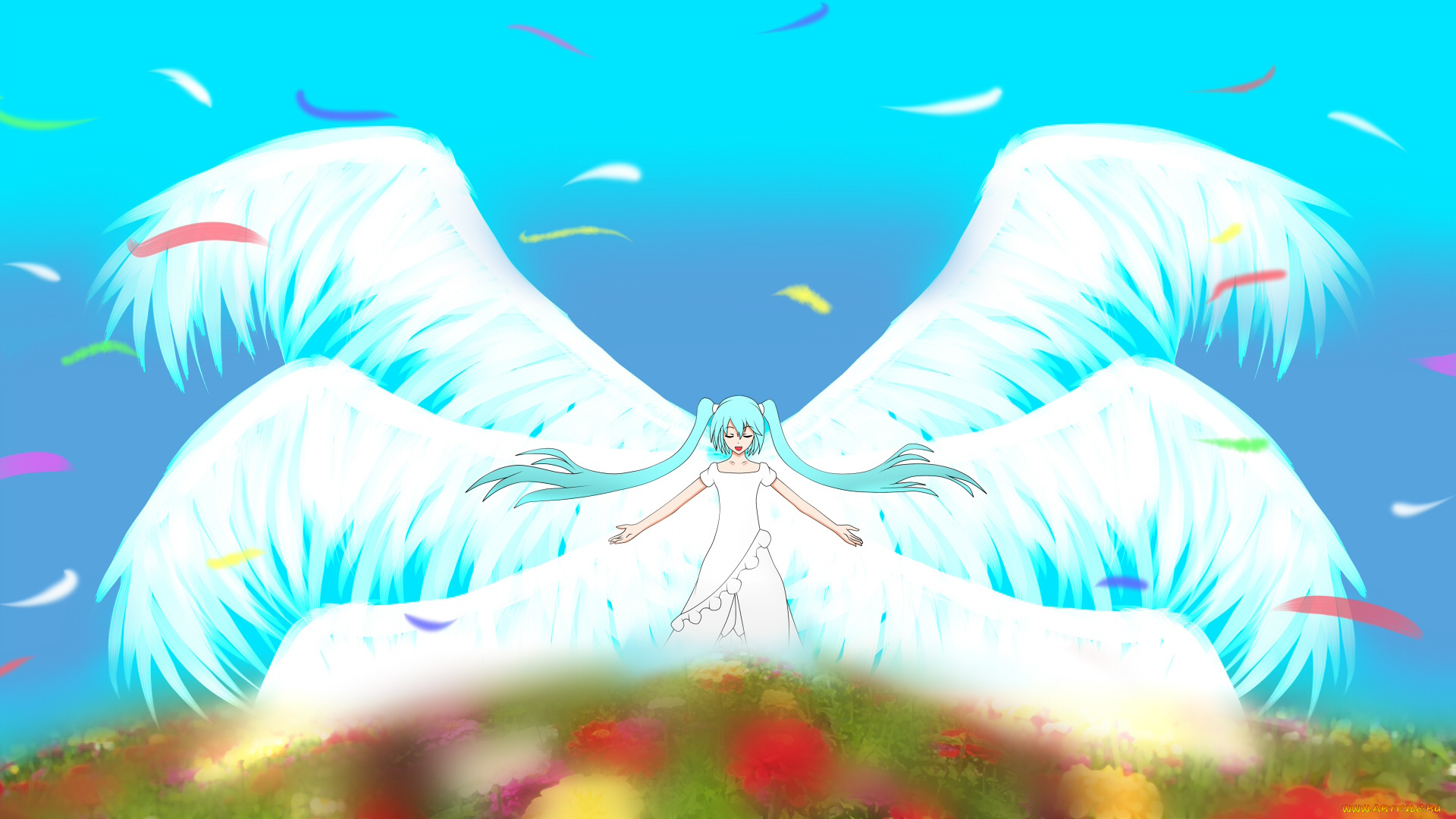 аниме, vocaloid, фон, взгляд, девушка