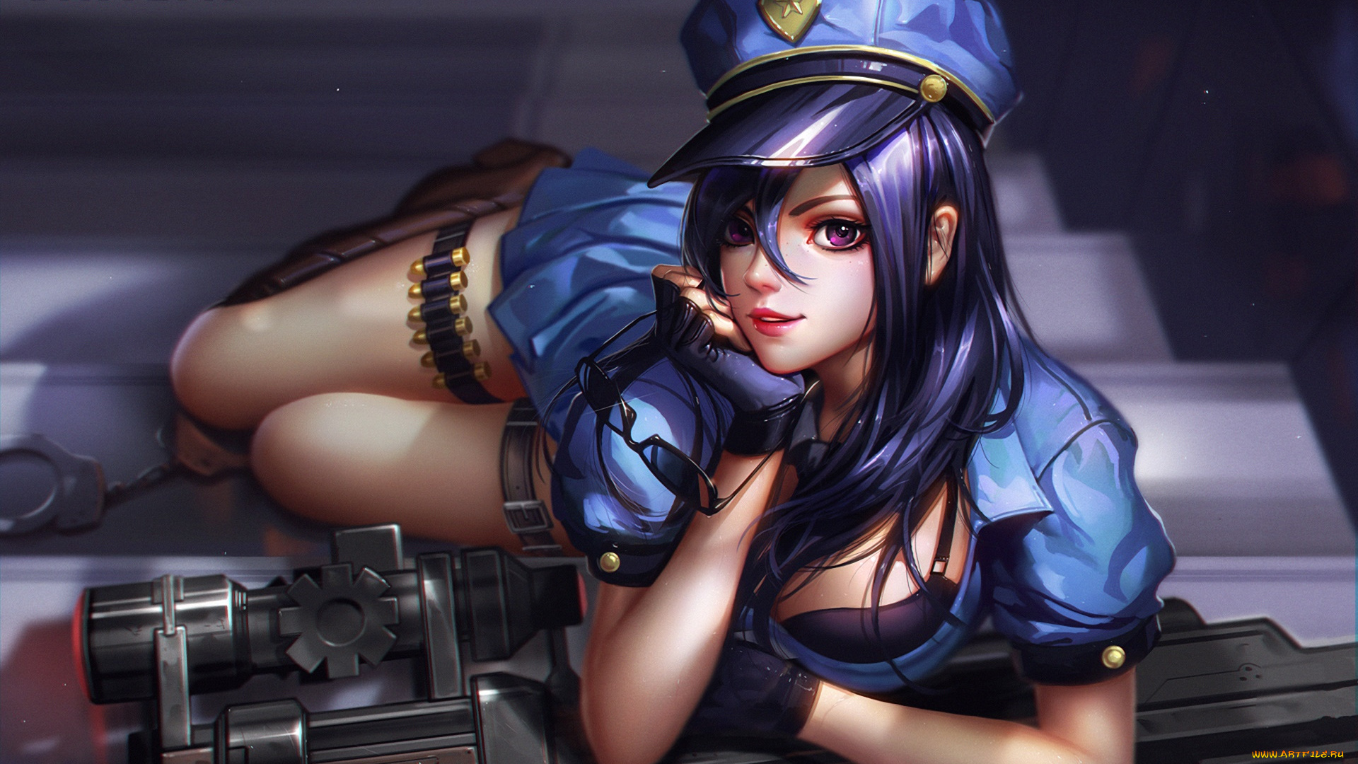 видео, игры, league, of, legends, фон, взгляд, девушка, caitlyn