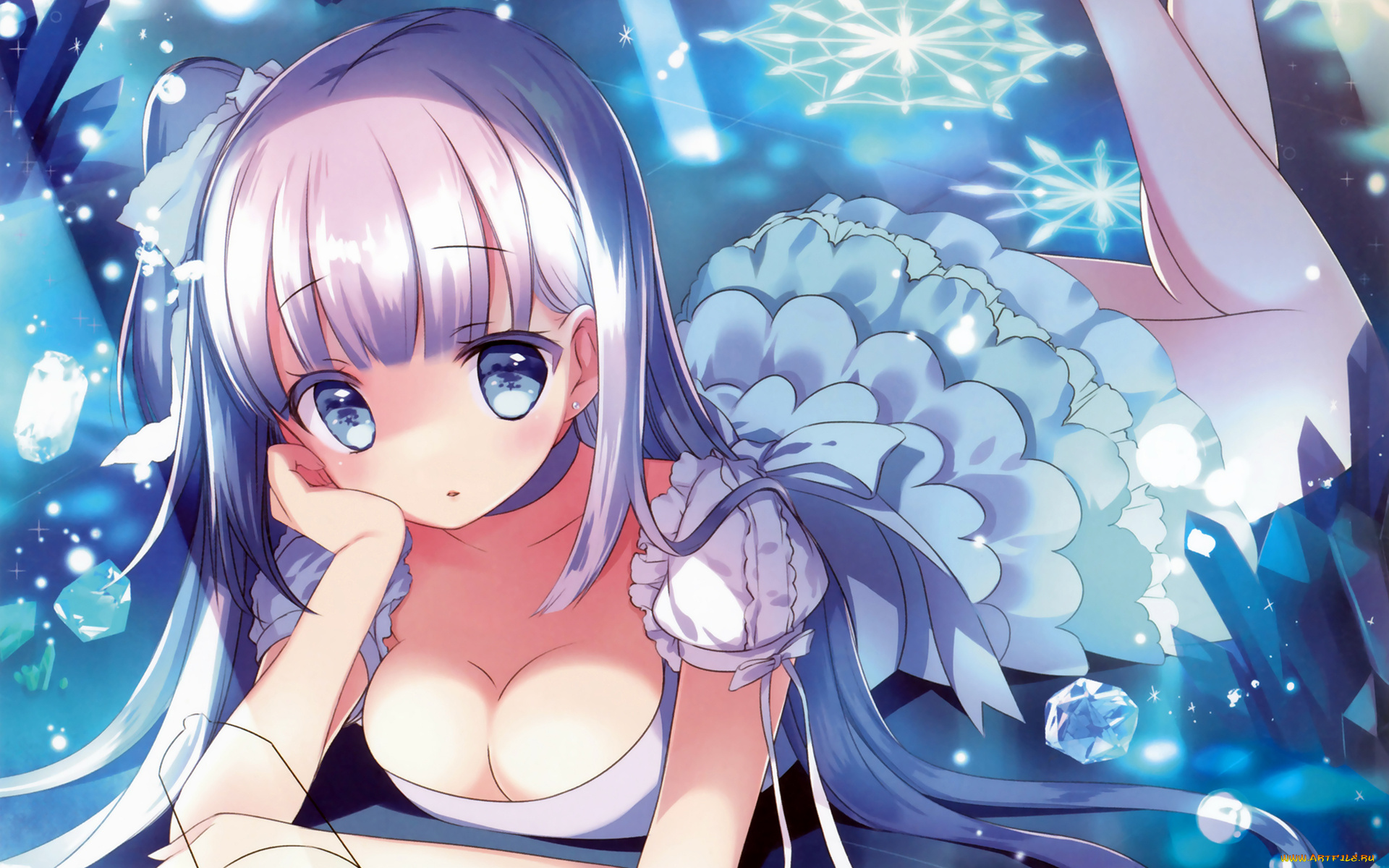 аниме, unknown, , другое, девушка, взгляд, фон