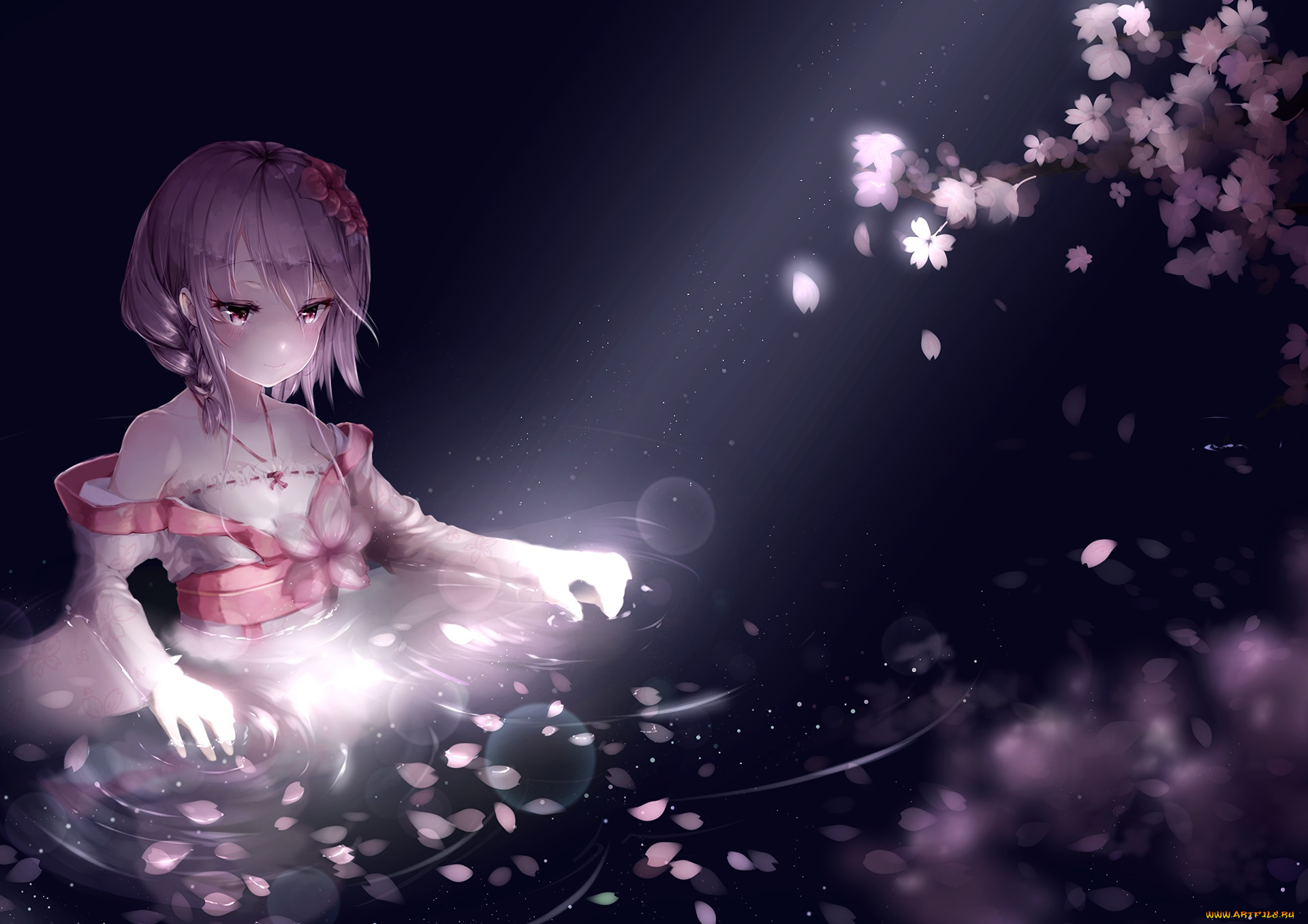 аниме, unknown, , другое, взгляд, девушка, фон