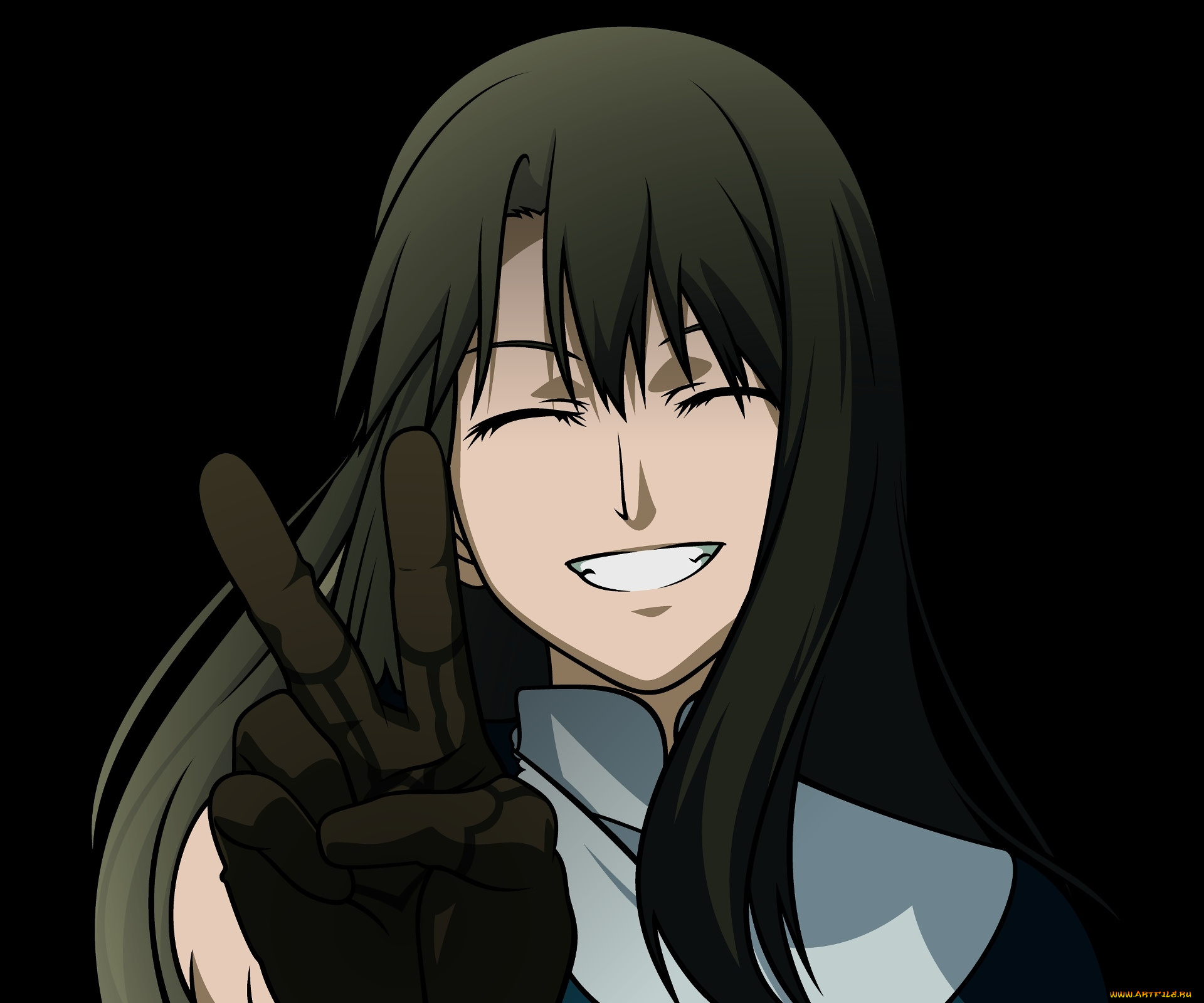 аниме, kara, no, kyokai, взгляд, девушка, фон