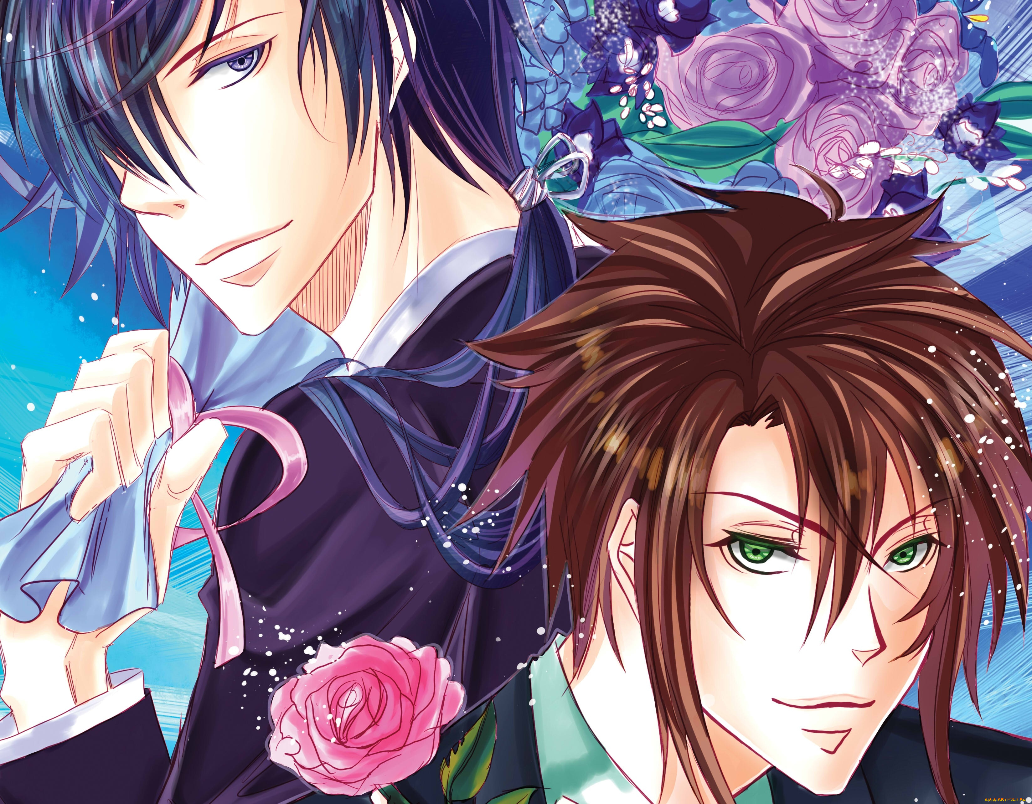 аниме, hakuouki, парни, школа