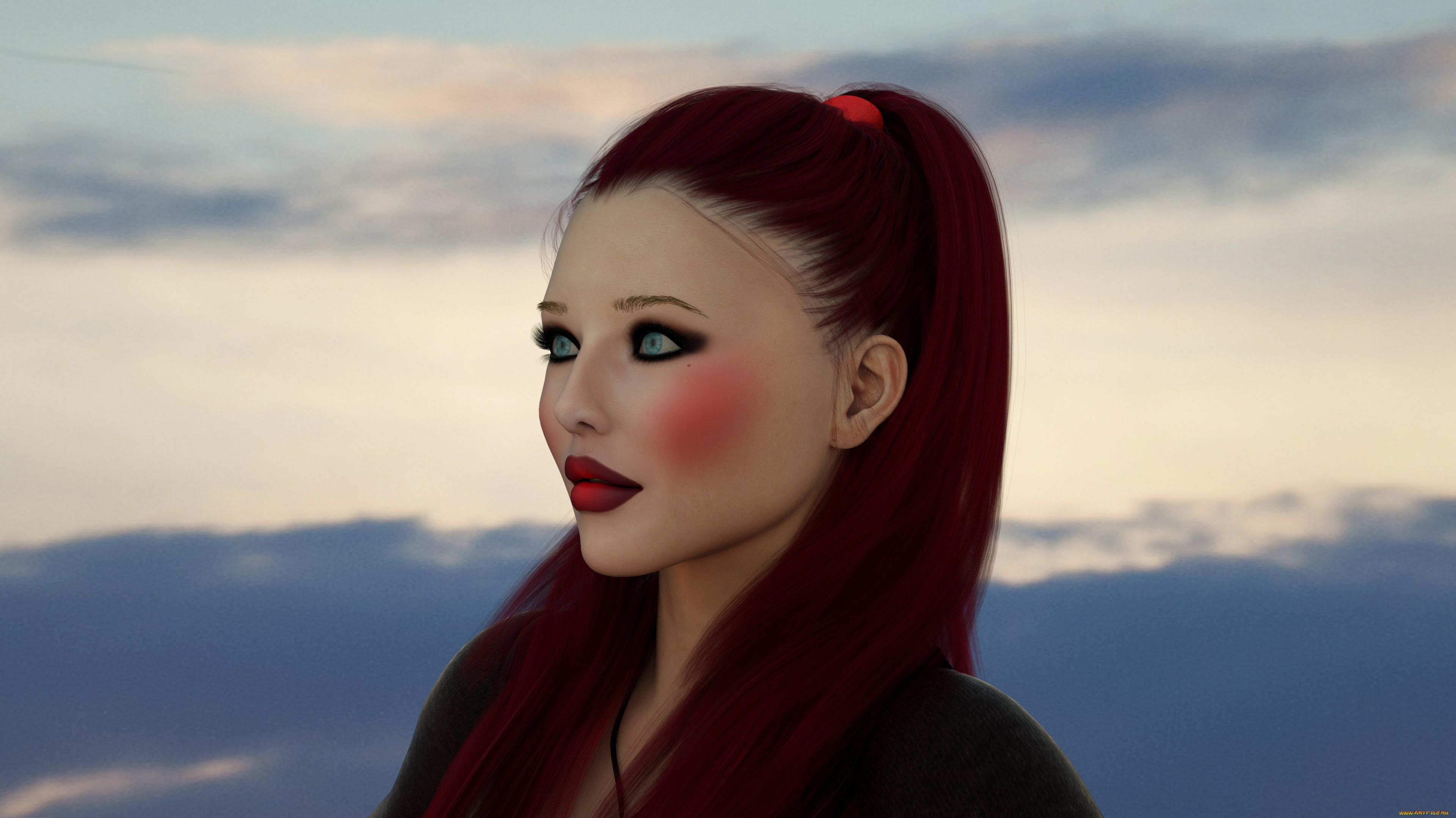 3д, графика, портрет, , portraits, девушка, взгляд, фон