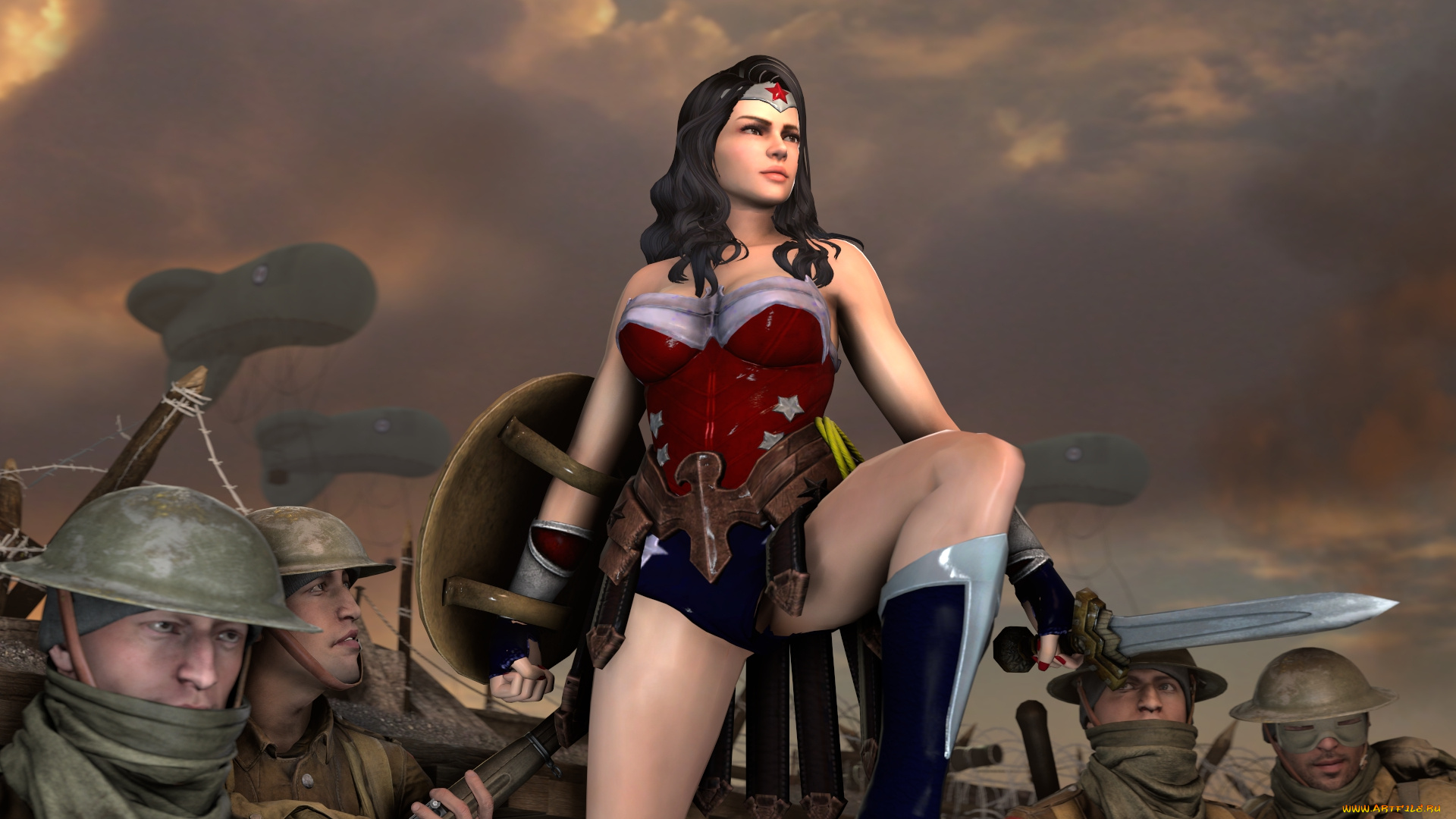 3д, графика, фантазия, , fantasy, девушка, фон, взгляд