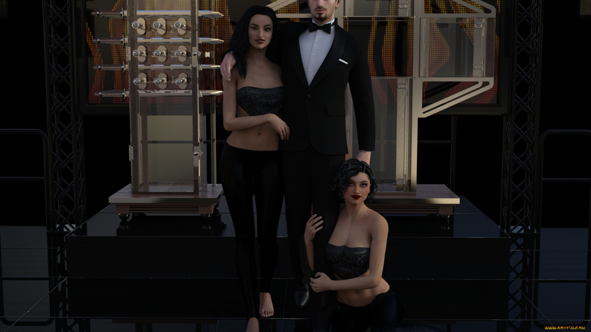 3д, графика, люди, , people, девушки, взгляд, фон