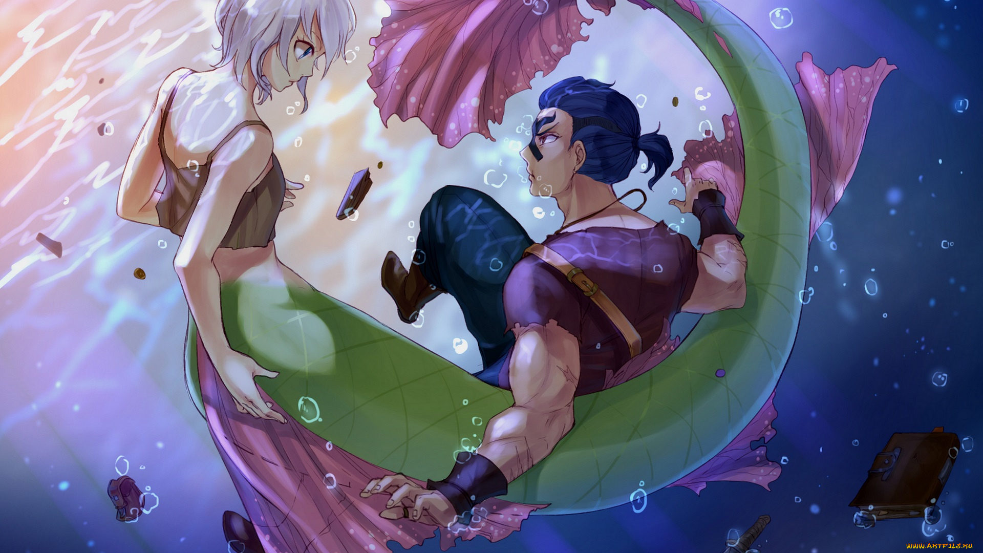 аниме, fairy, tail, двое