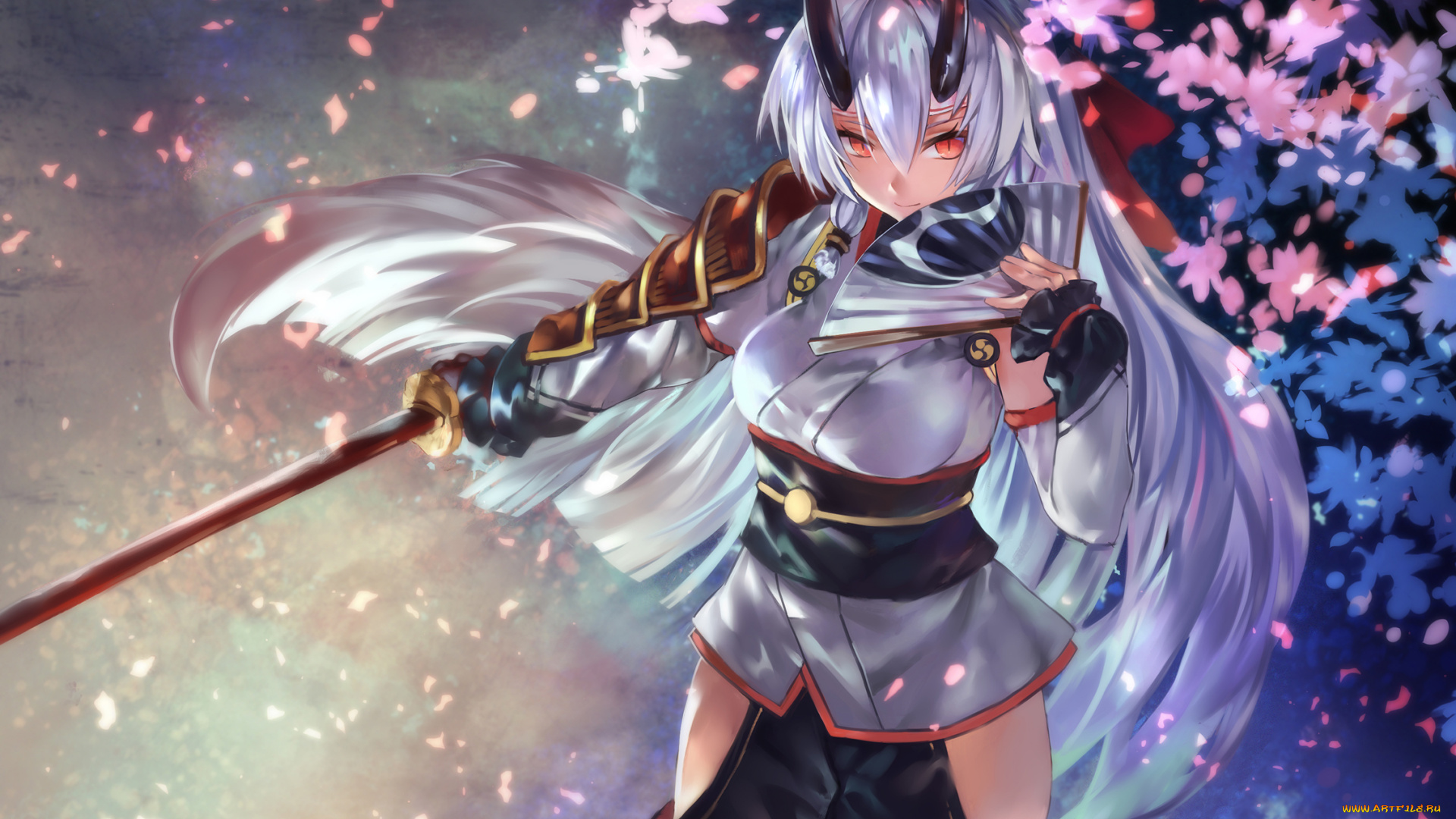 аниме, fate, stay, night, девушка, взгляд, фон