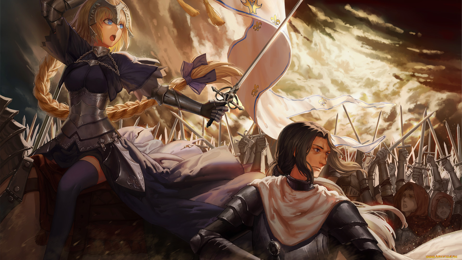 аниме, fate, stay, night, фон, взгляд, девушка