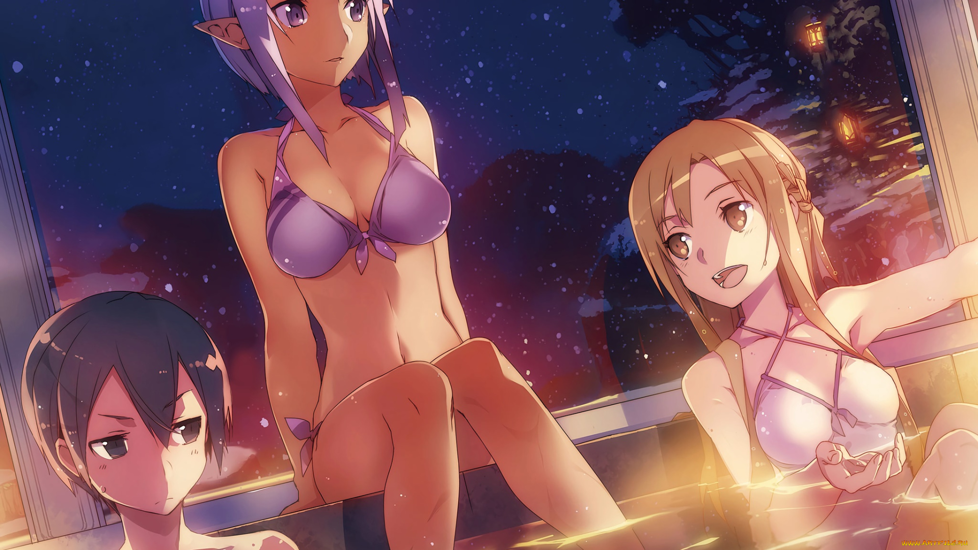 аниме, sword, art, online, фон, взгляд, девушки