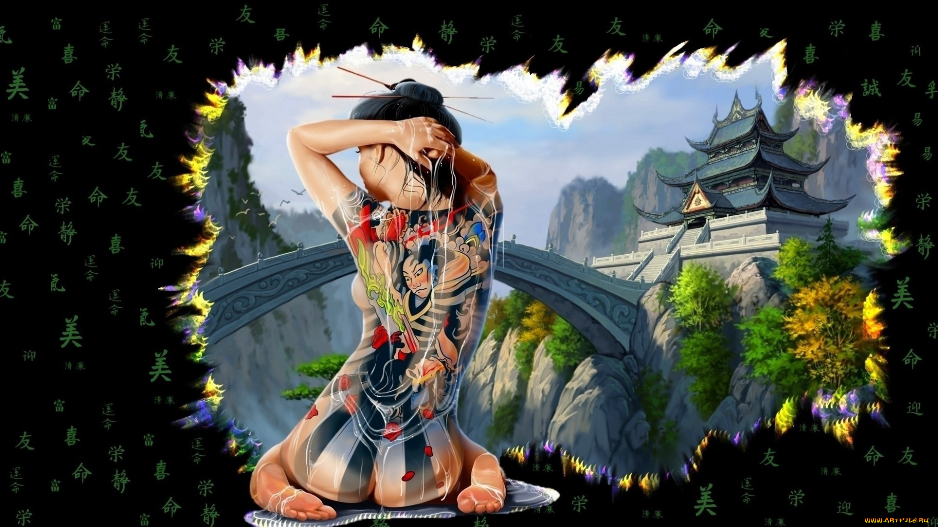 фэнтези, девушки, арт, тату, девушка