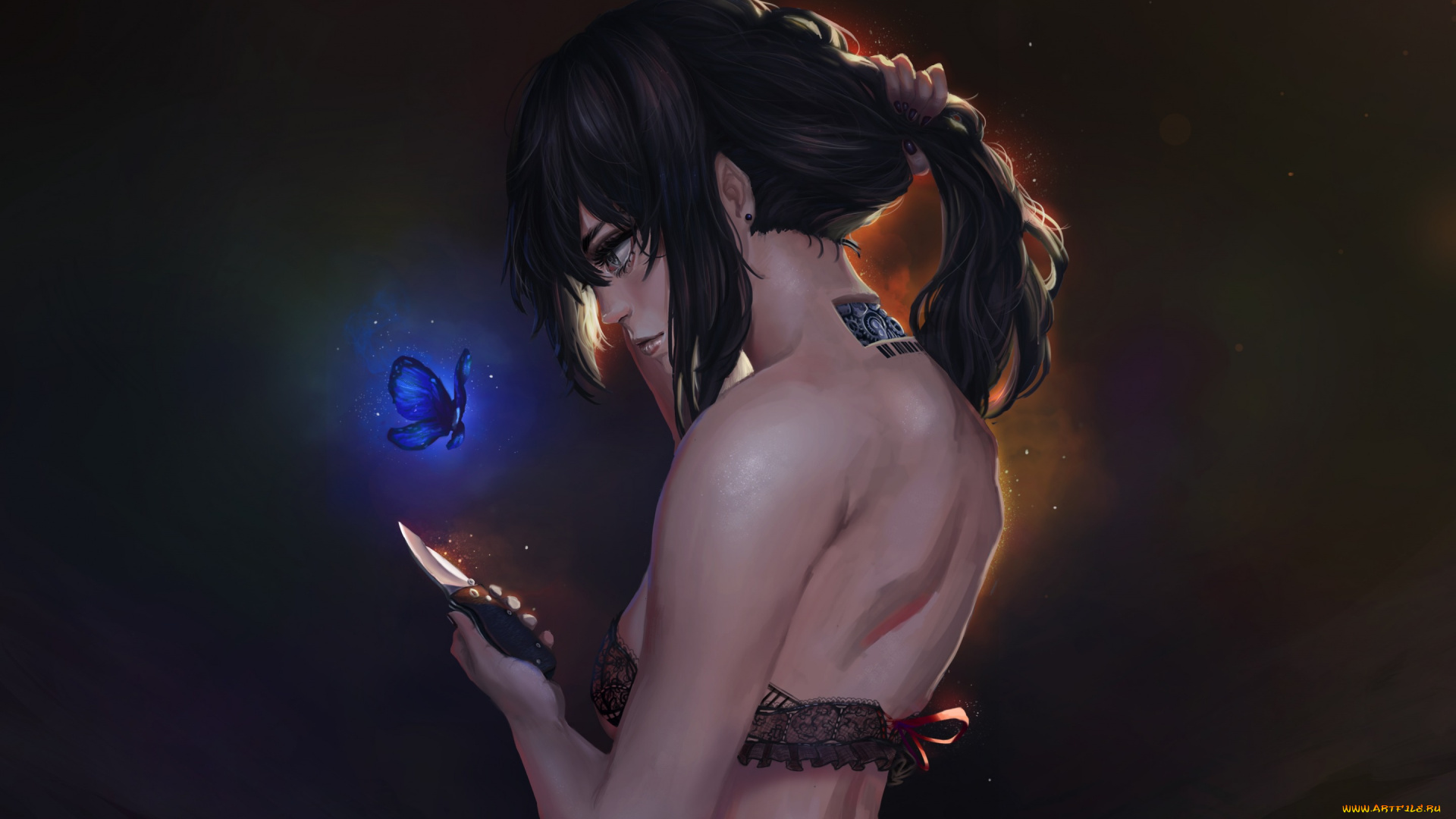 фэнтези, роботы, , киборги, , механизмы, by, therealotep, бабочка, робот, девушка, фантастика